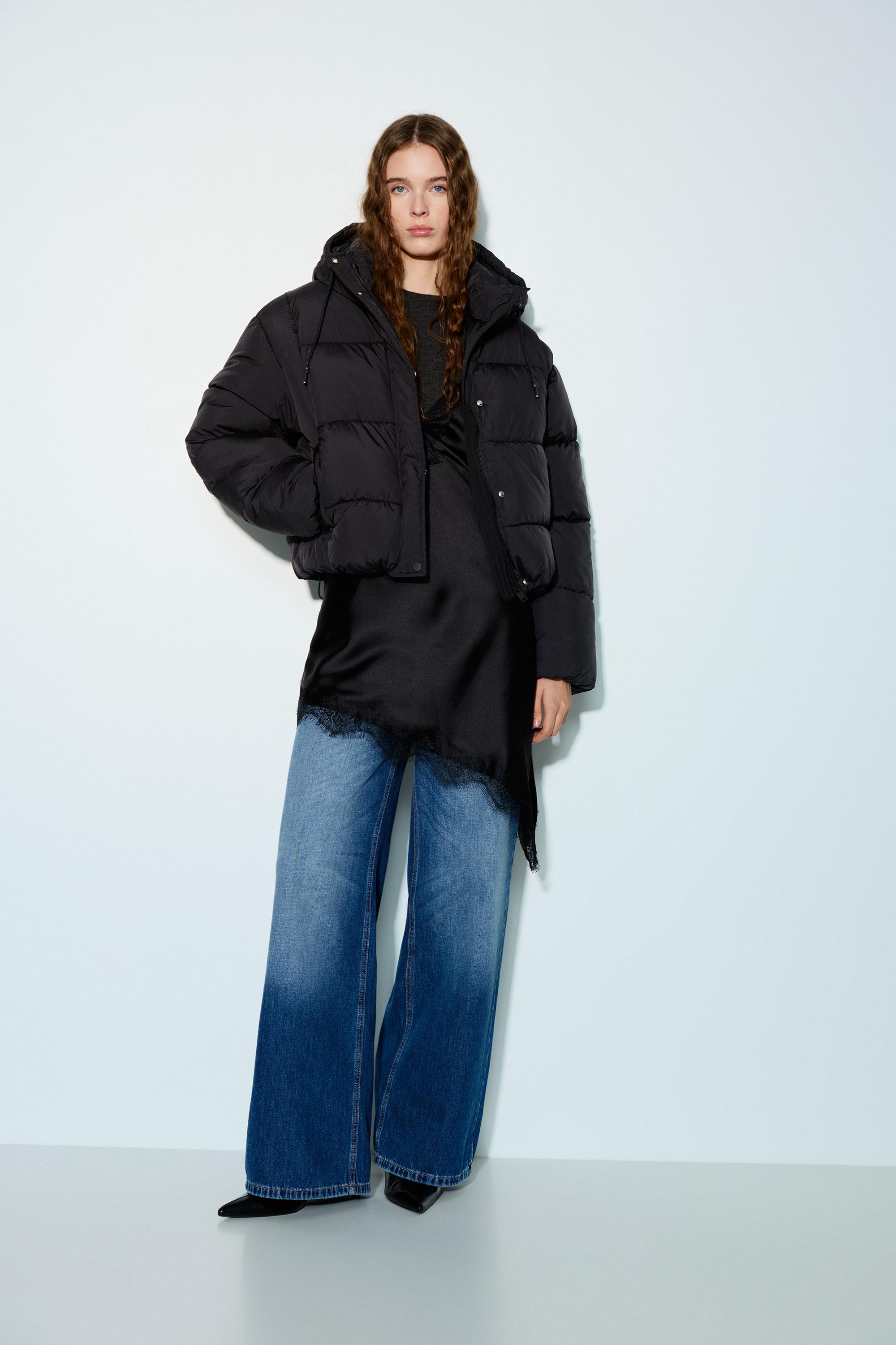 Hooded Padded Jacket — Black