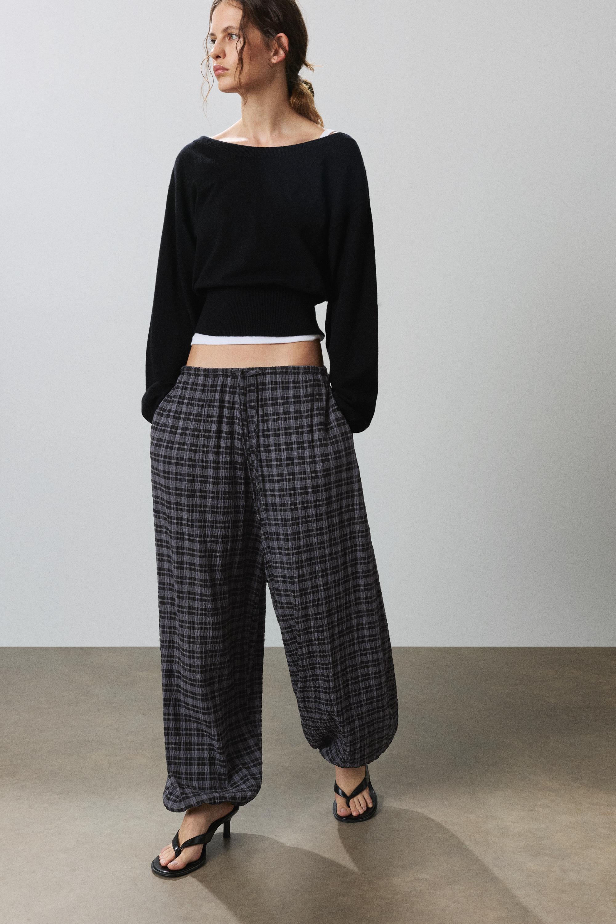 Check sarouel trousers — Anthracite grey