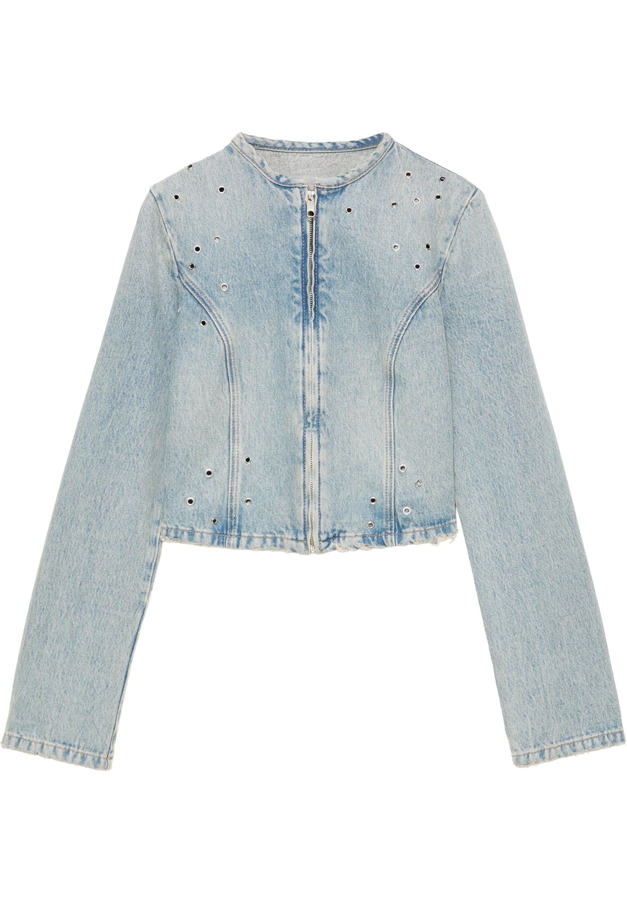 Pull&Bear Kuşgözü detaylı denim ceket