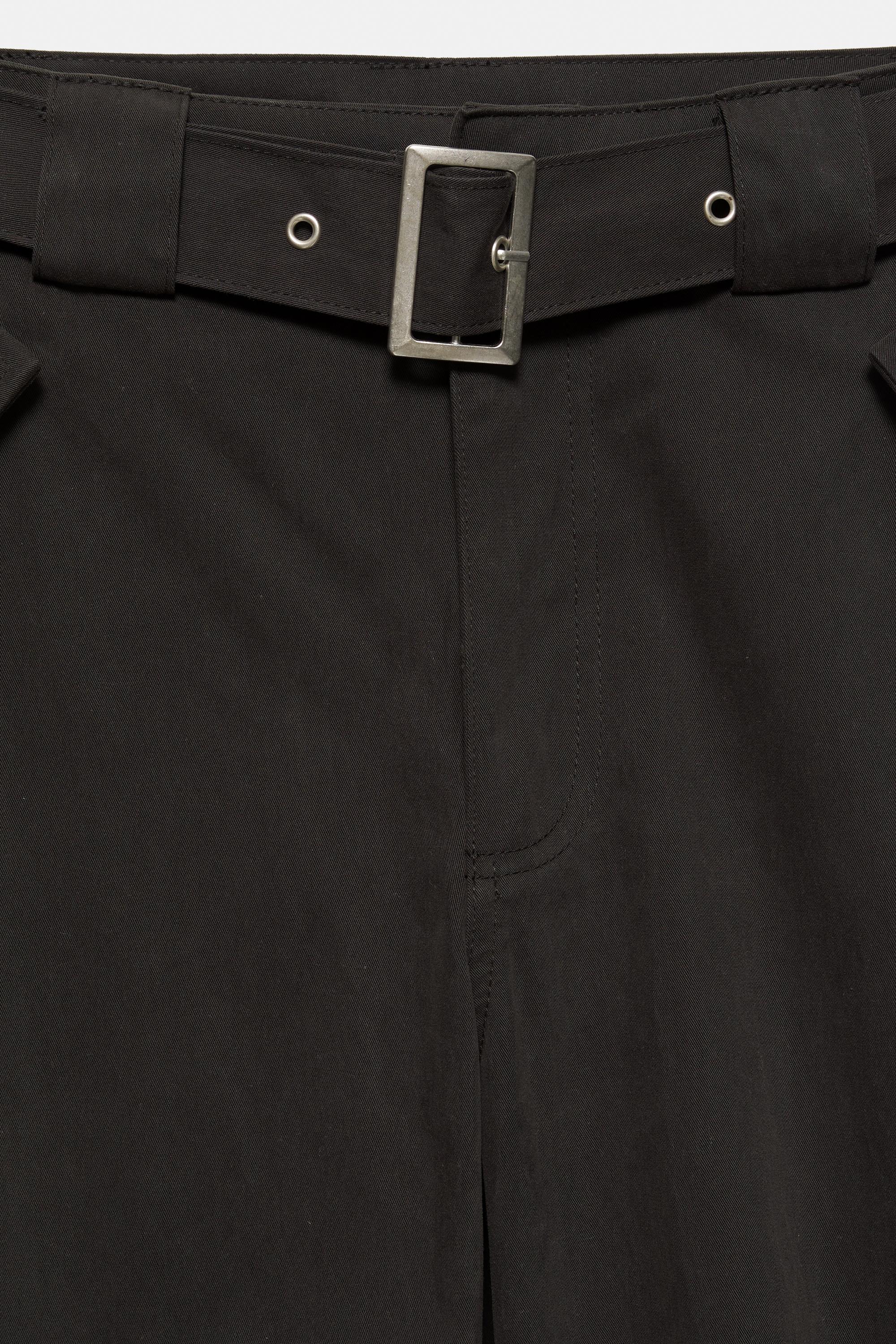 Belted cargo trousers — Faded black