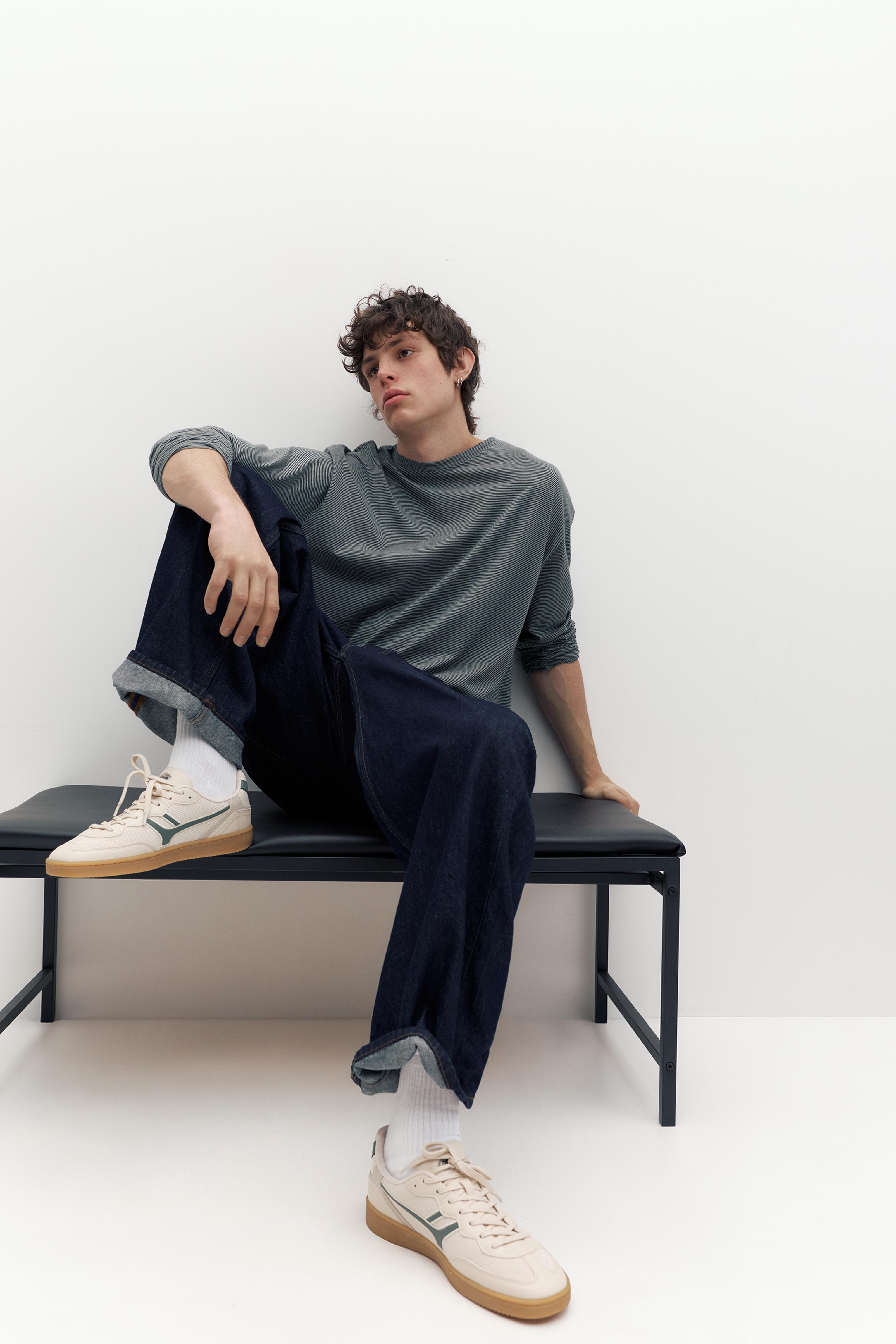 Retro fabric trainers — Ecru