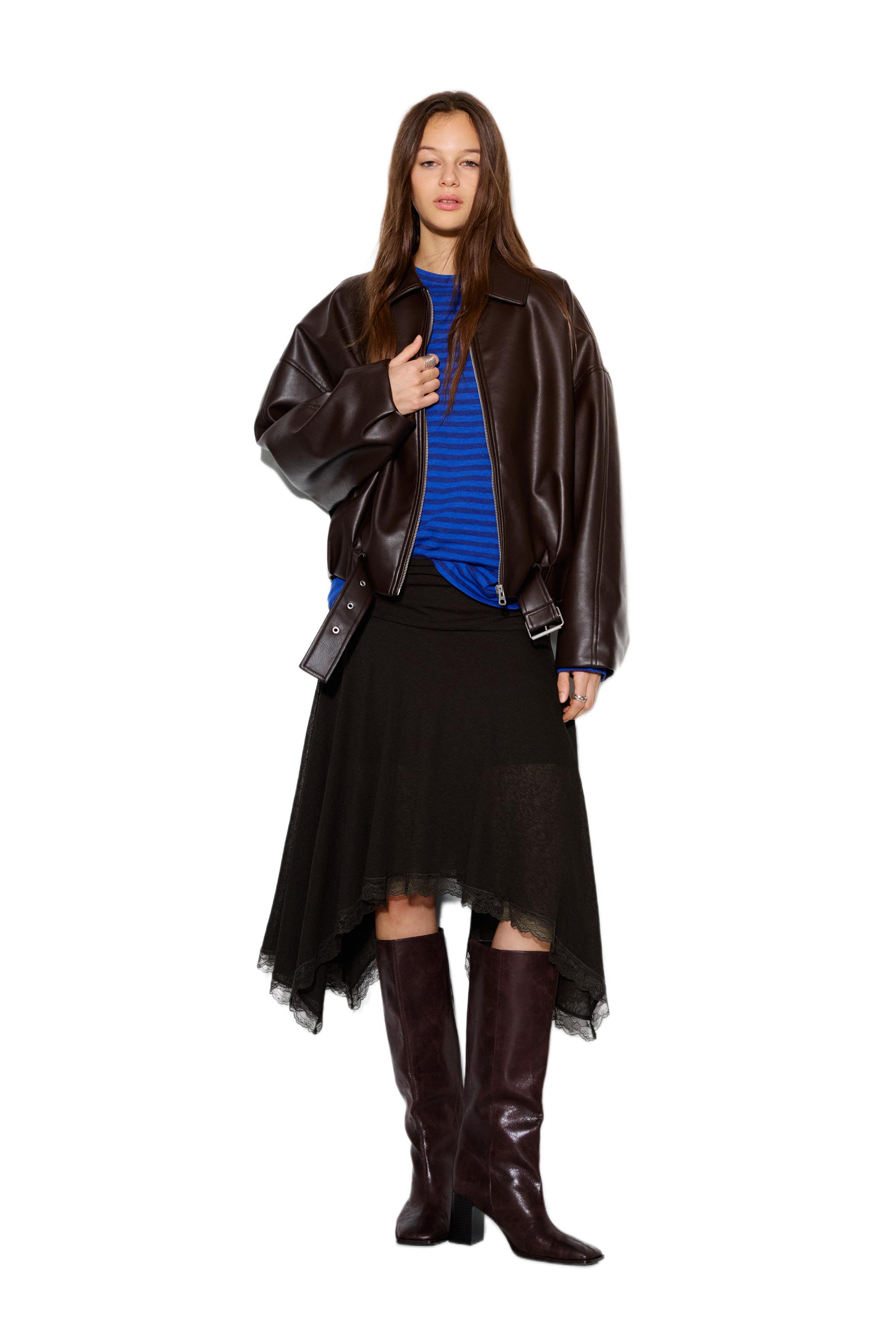 Asimetrik dantelli midi etek - Görsel 30