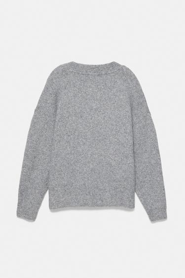 Boxy V-neck jumper — Grey marl 6