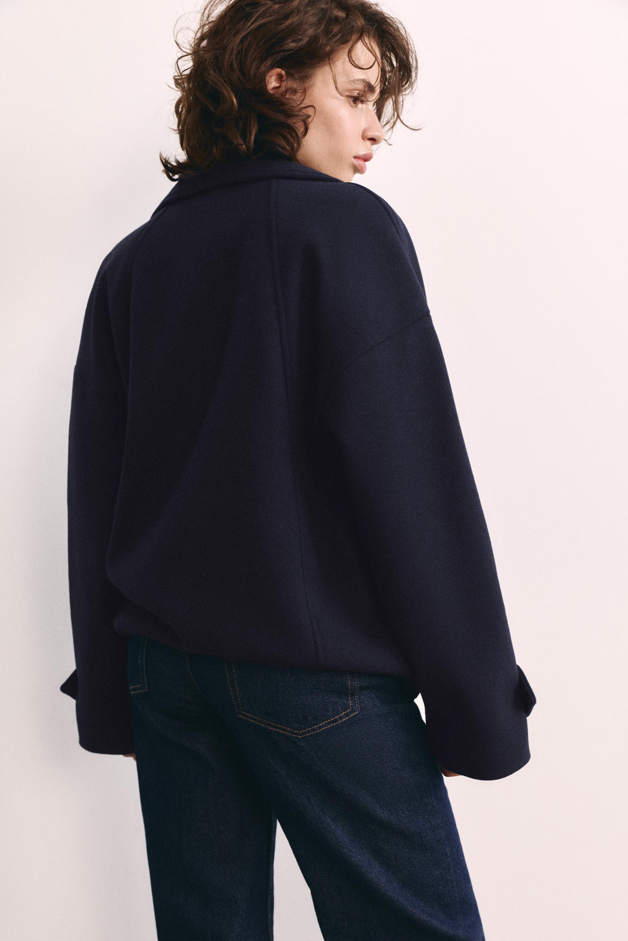 Short felt texture coat — Navy