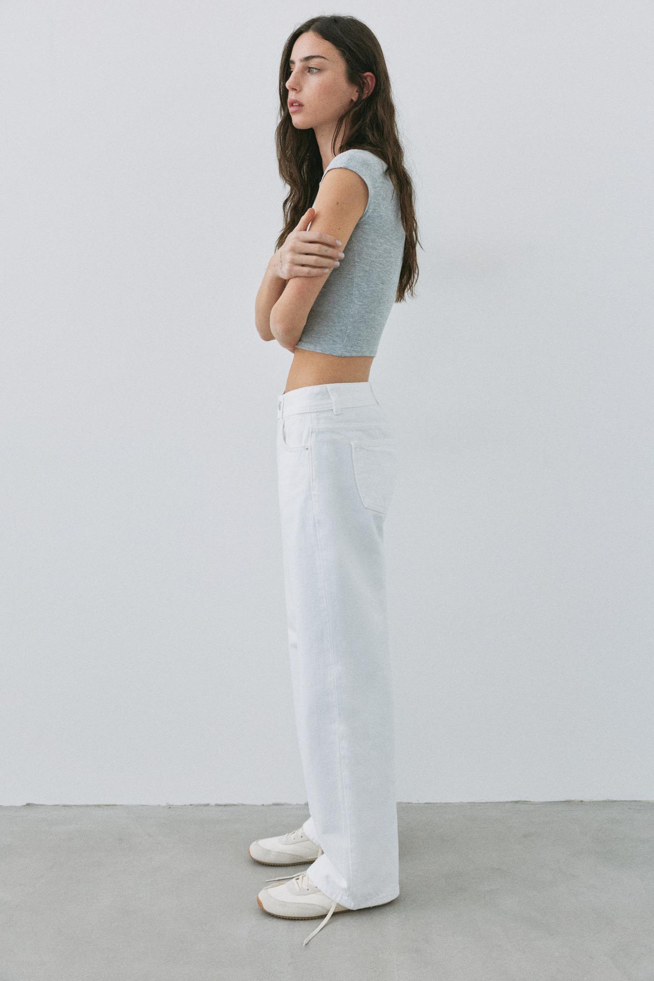 Low-rise straight-leg jeans — White