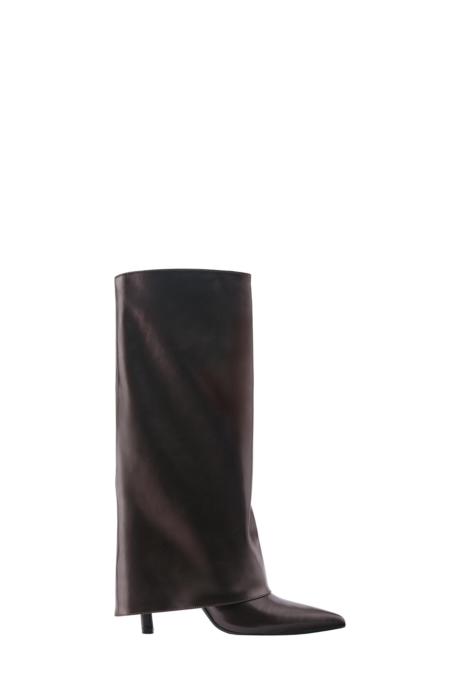 Heeled footed leggings boots — Brown