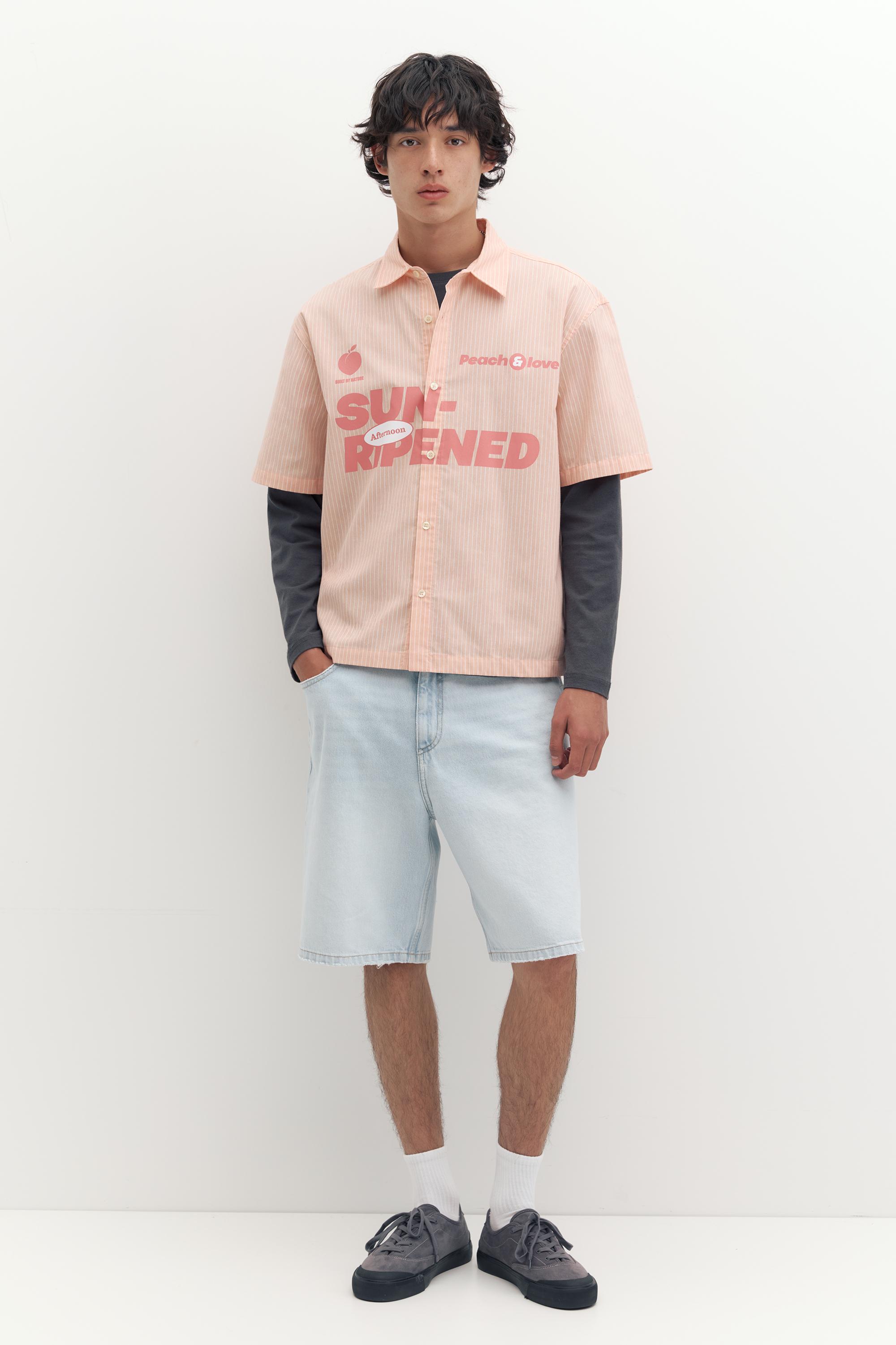 Baggy denim Bermuda shorts — Pale indigo