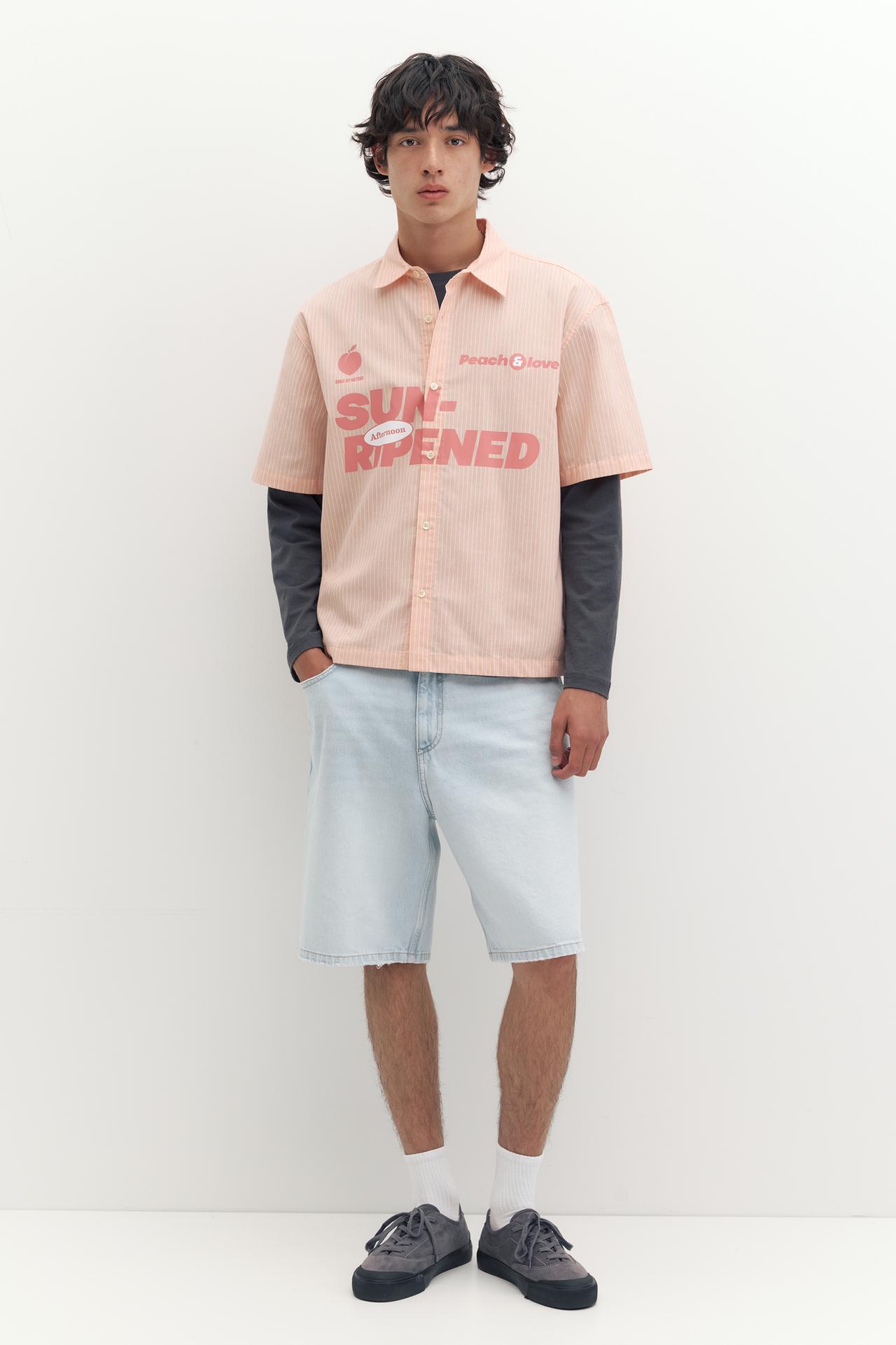 Baggy denim Bermuda shorts — Pale indigo
