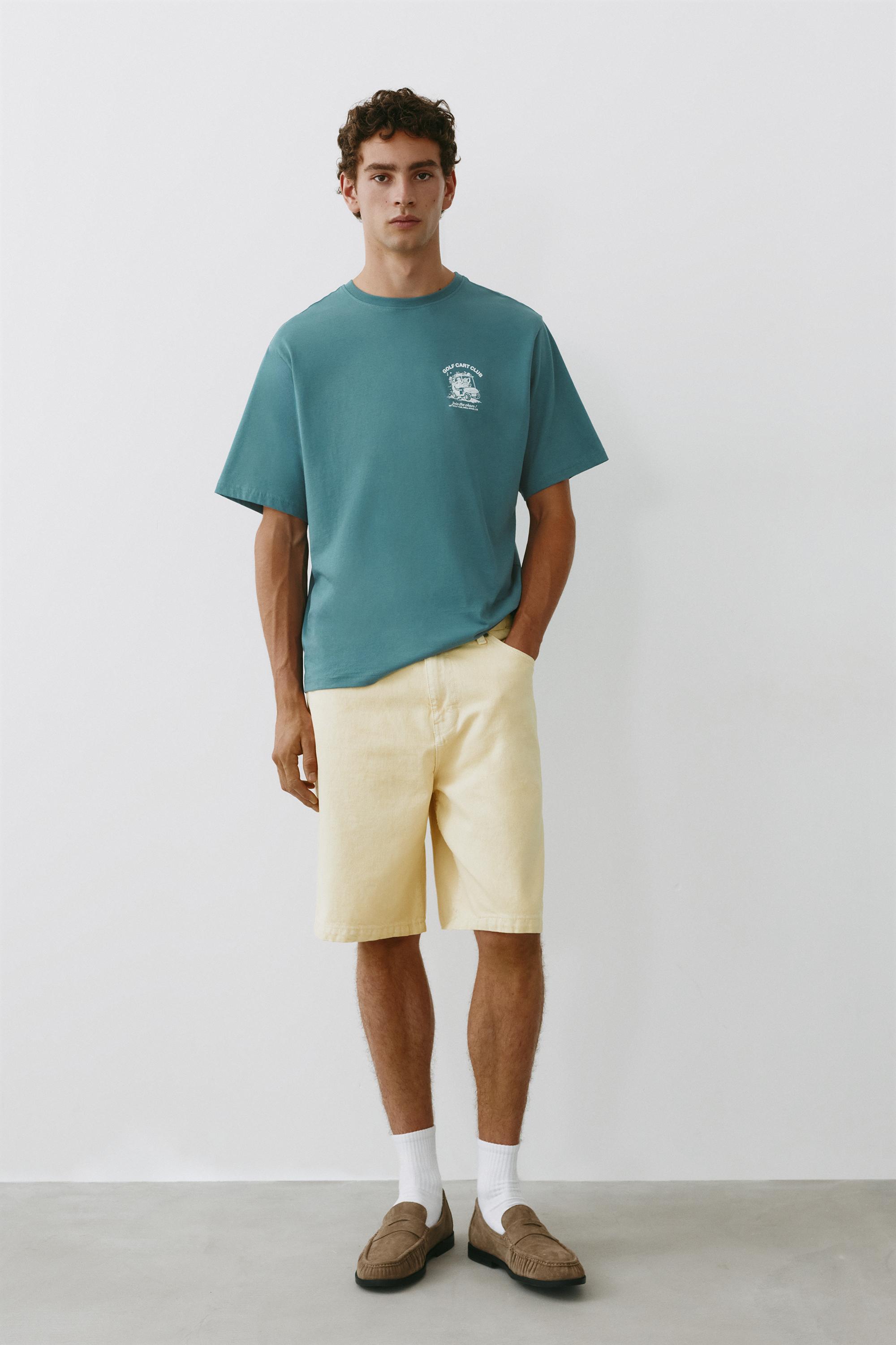 Baggy denim Bermuda shorts — Yellow