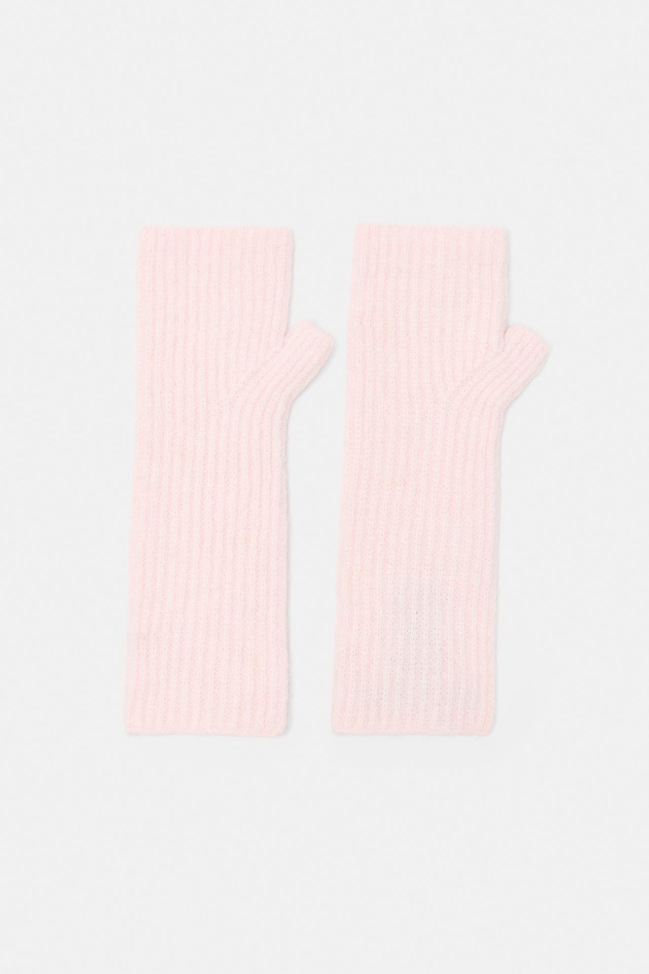 Ribbed knit mittens — Pink