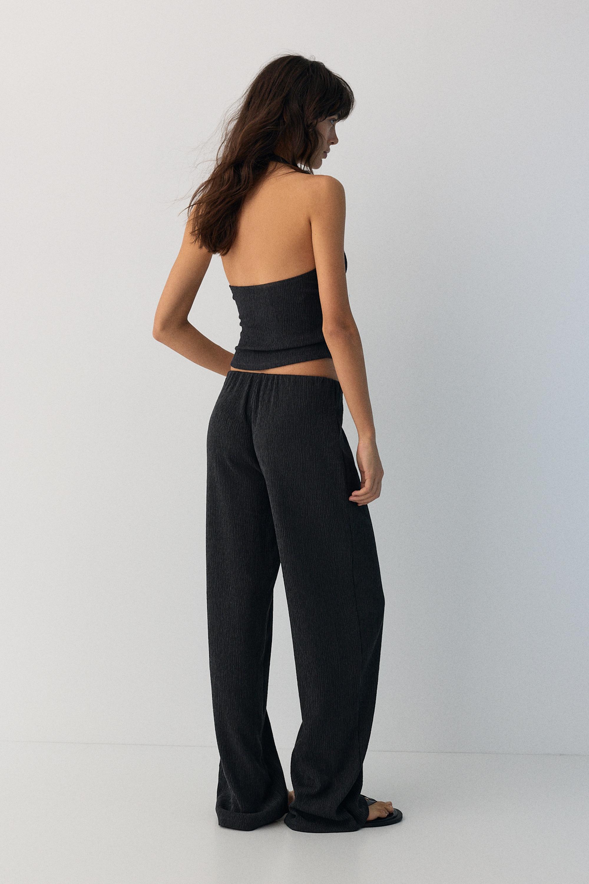 Crepe straight-leg trousers — Petroleum