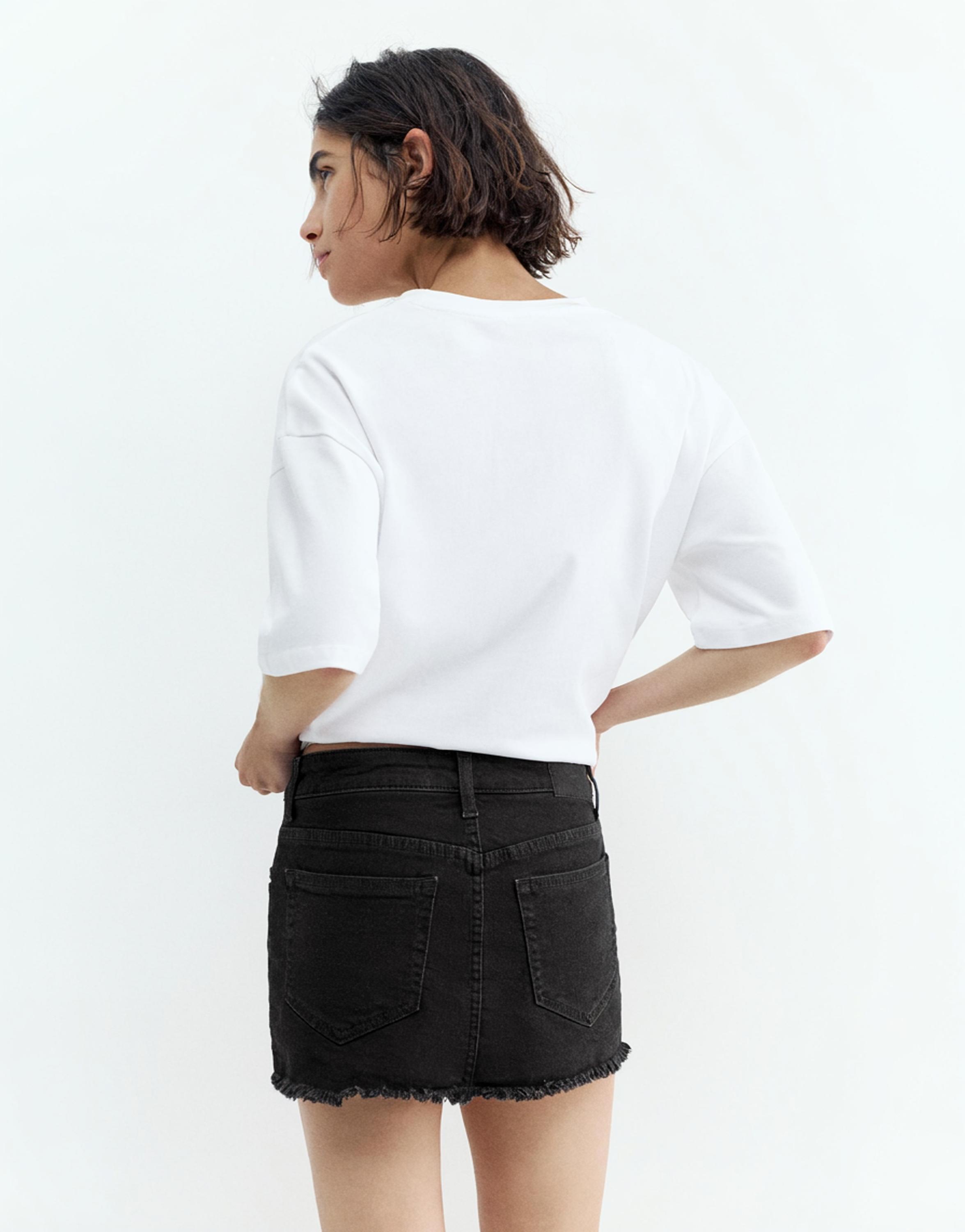 Denim skort — Black