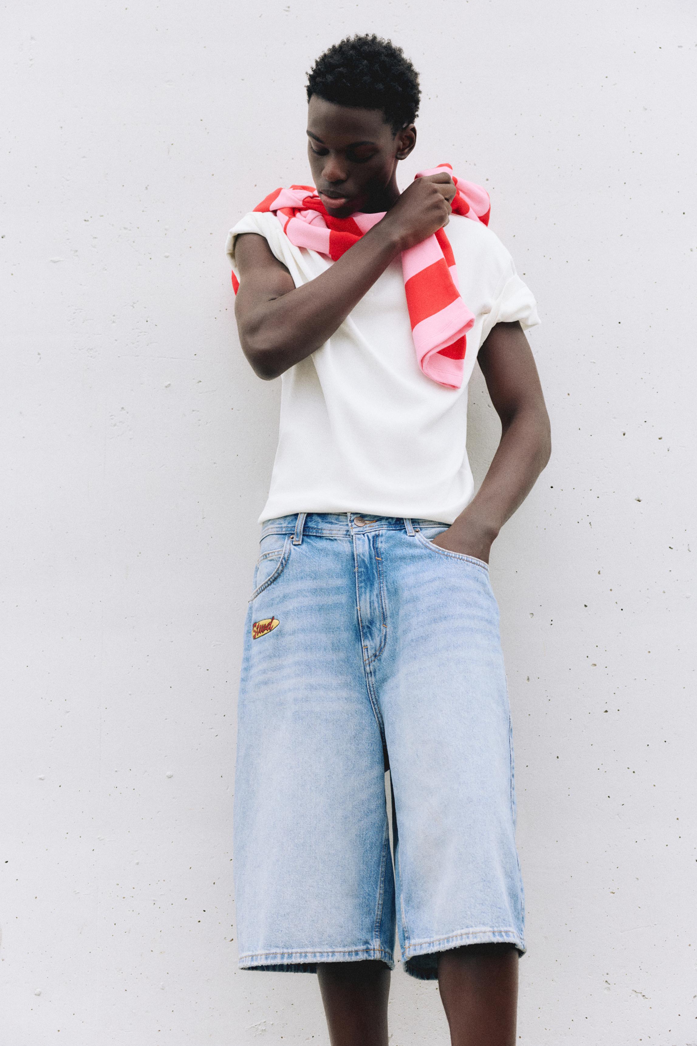 Skater denim Bermuda shorts — Medium blue