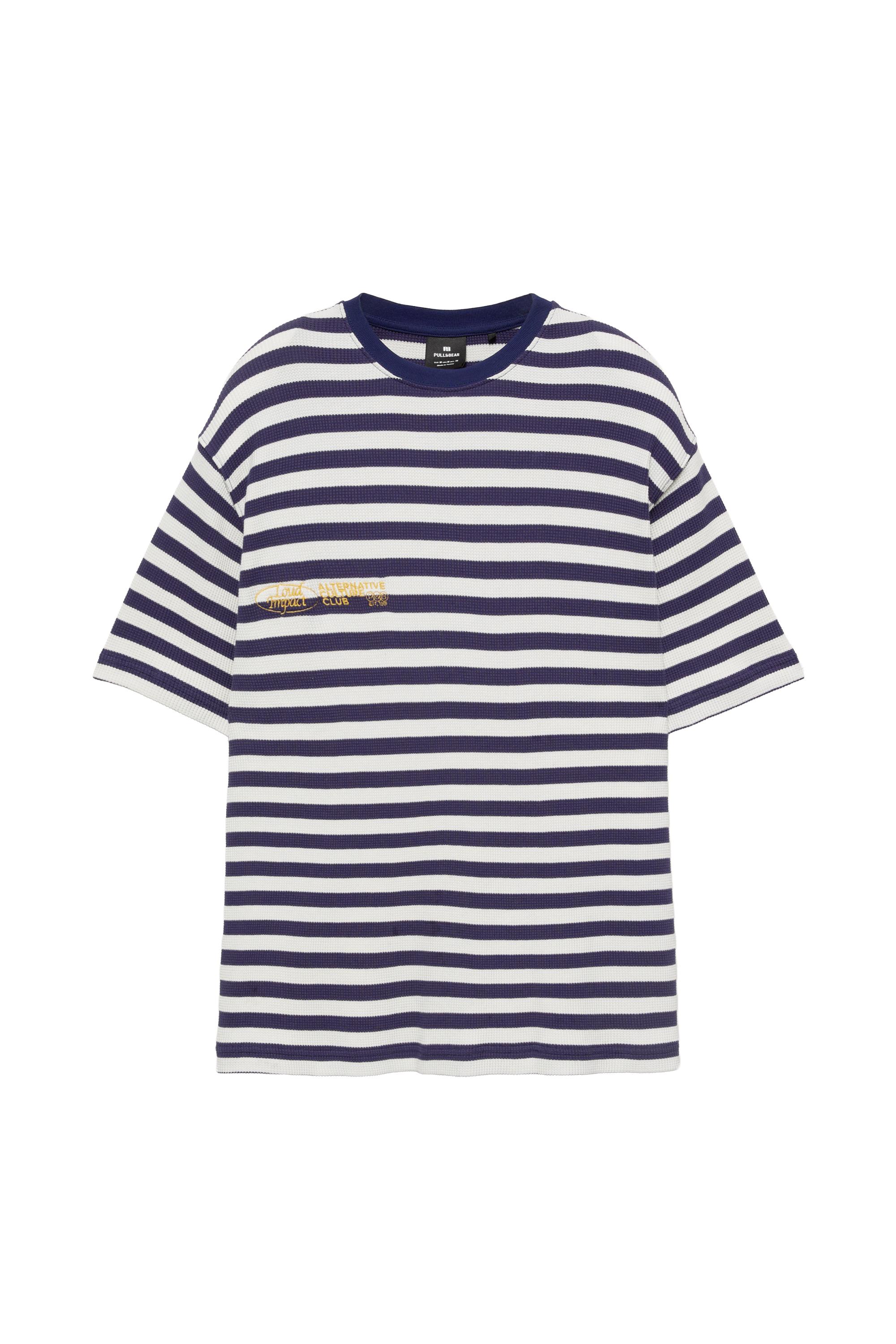 Pull&Bear Çizgili dokulu regular tişört