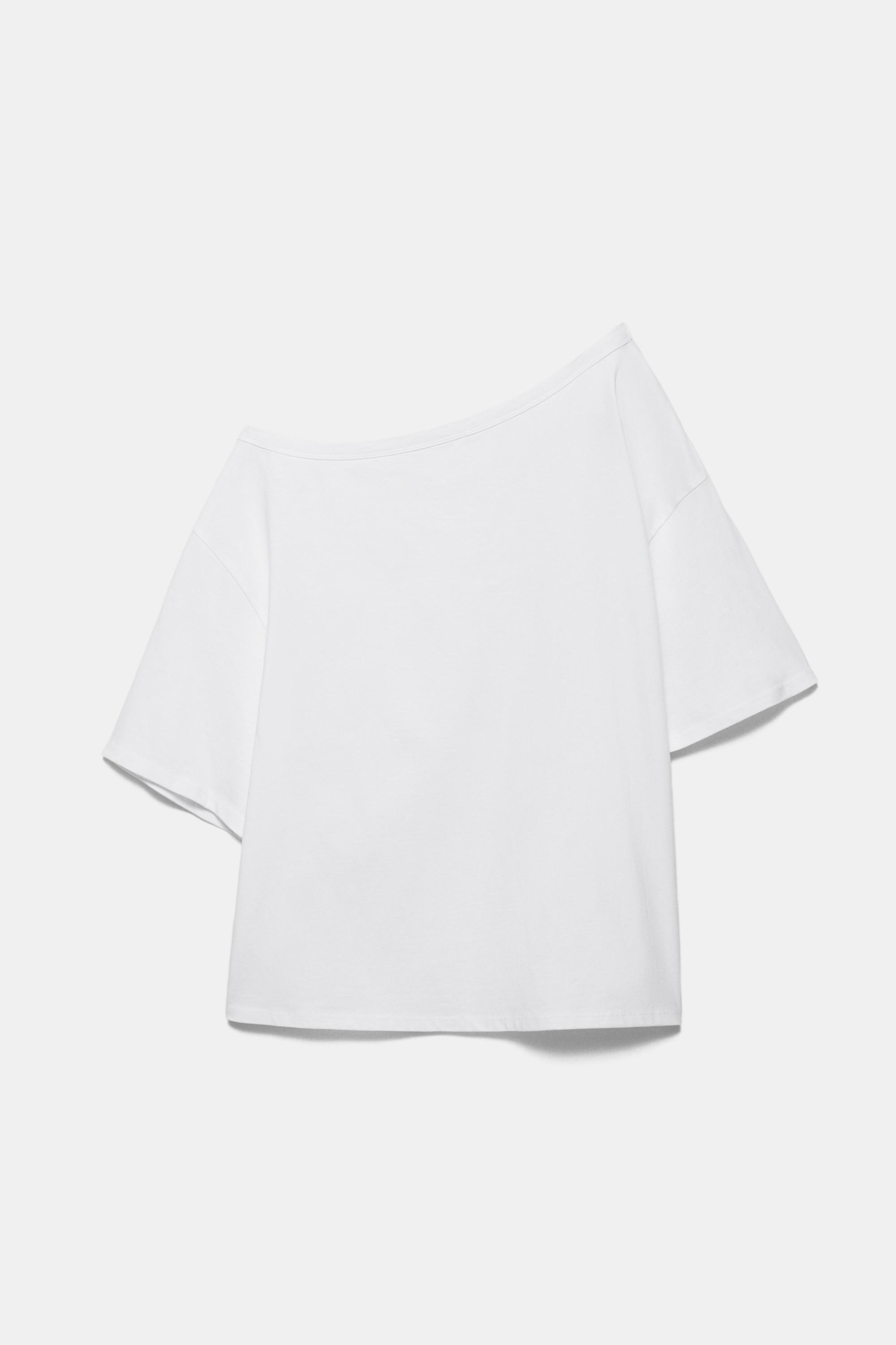 Asimetrik kısa kollu t-shirt - Görsel 17