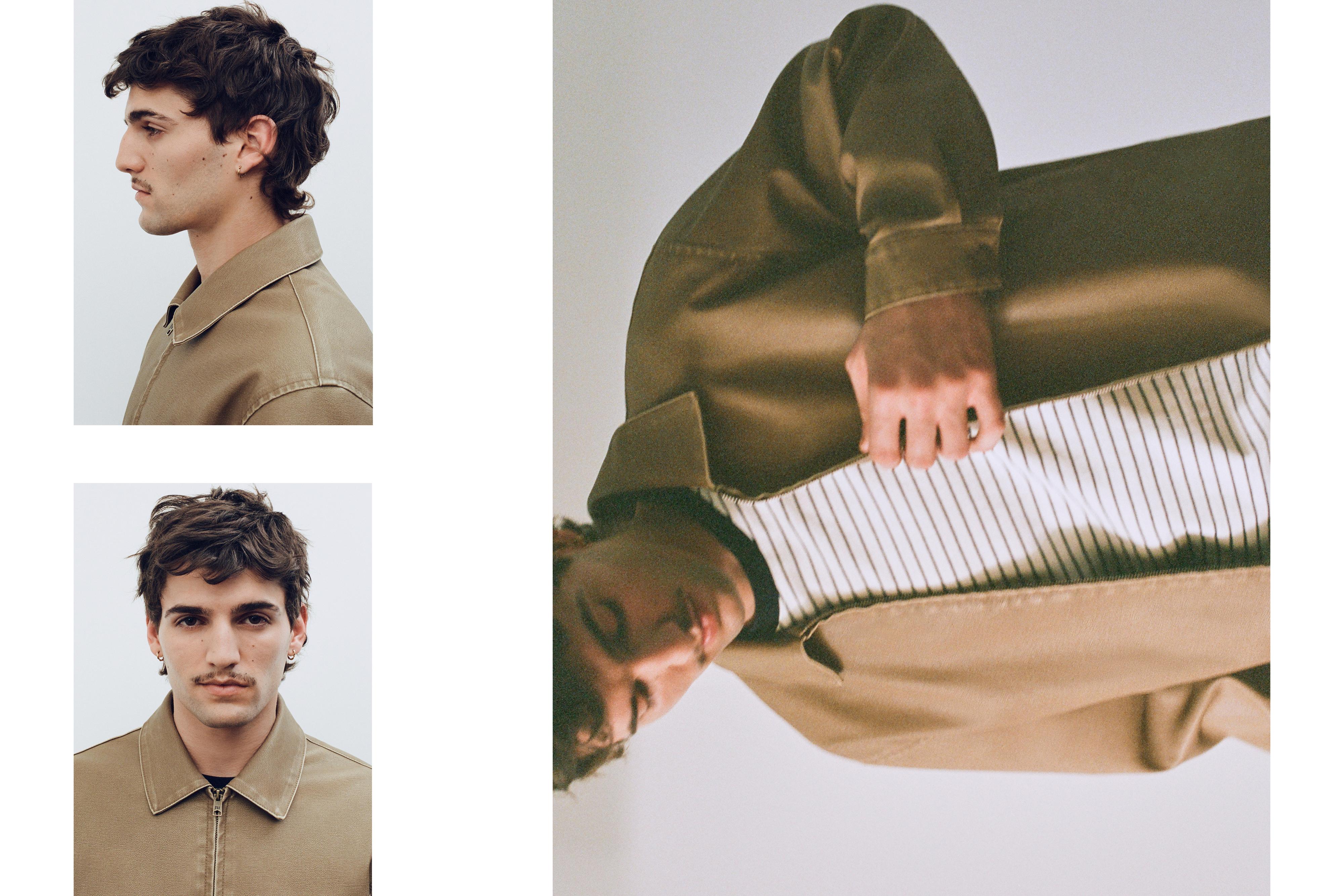 Washed faux leather jacket — Ocher
