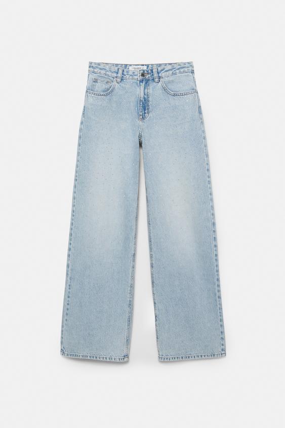Baggy straight payetli jean