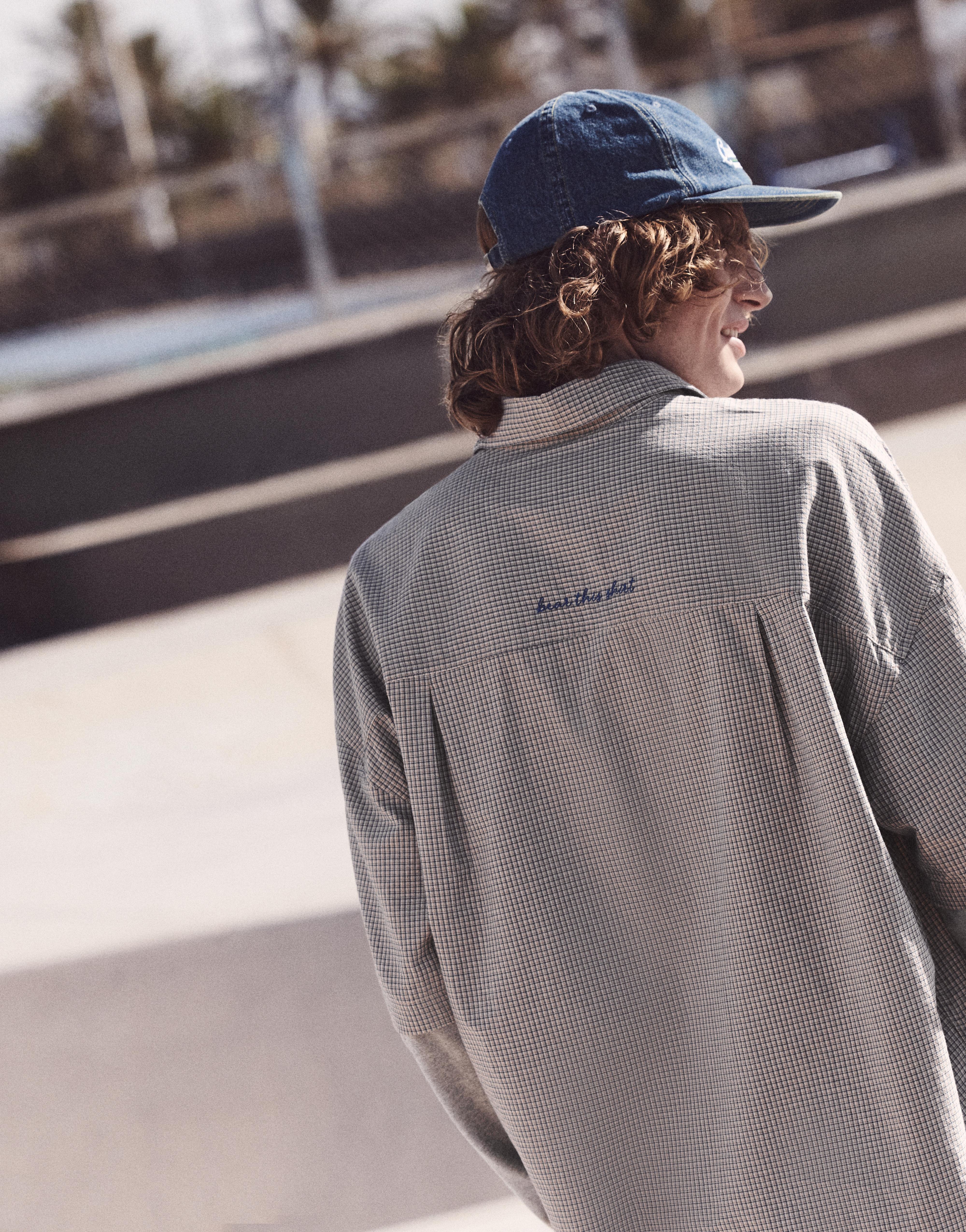 Double sleeve check shirt — Sand/Blue