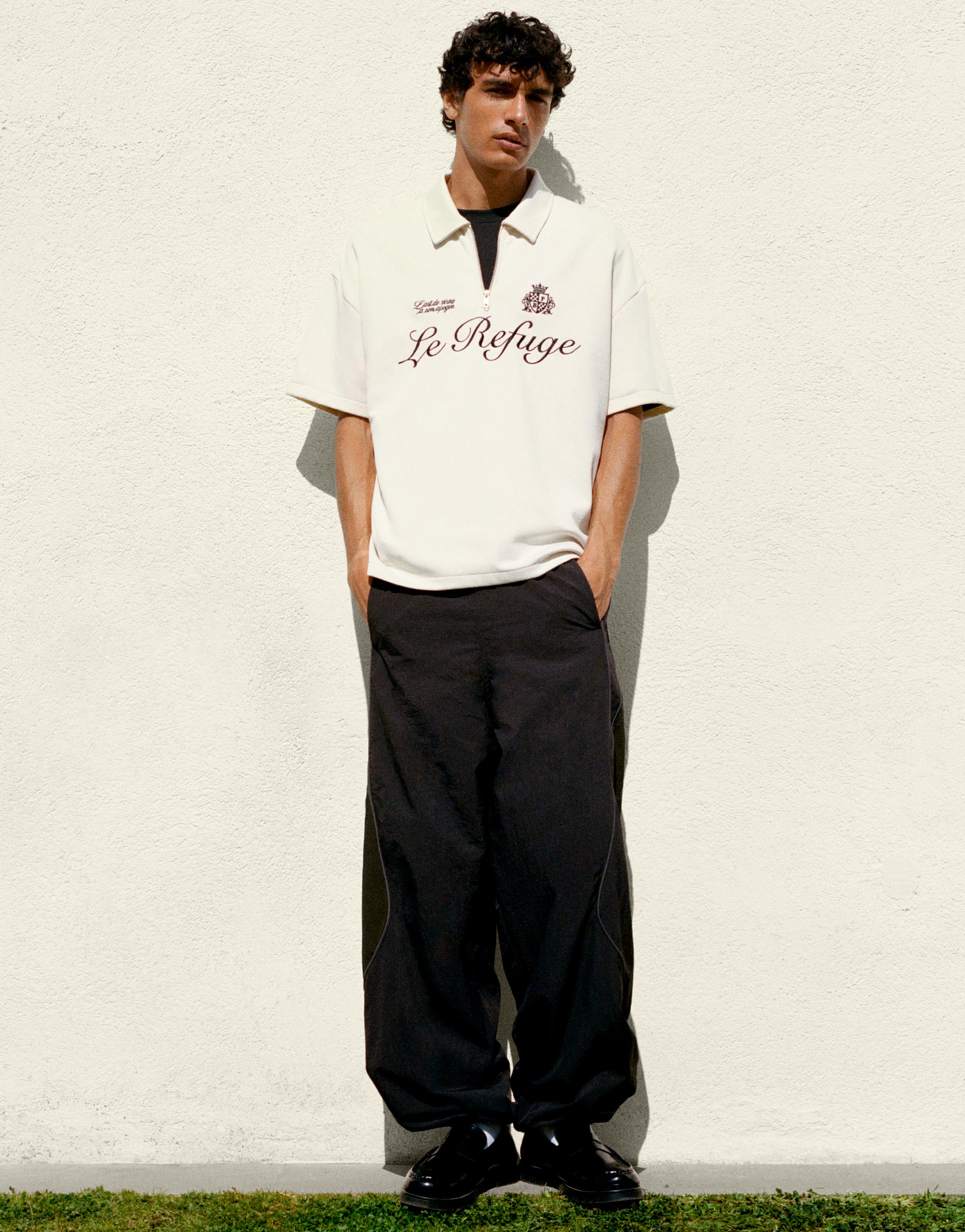 Grafik detaylı interlok fermuarlı polo - Görsel 11