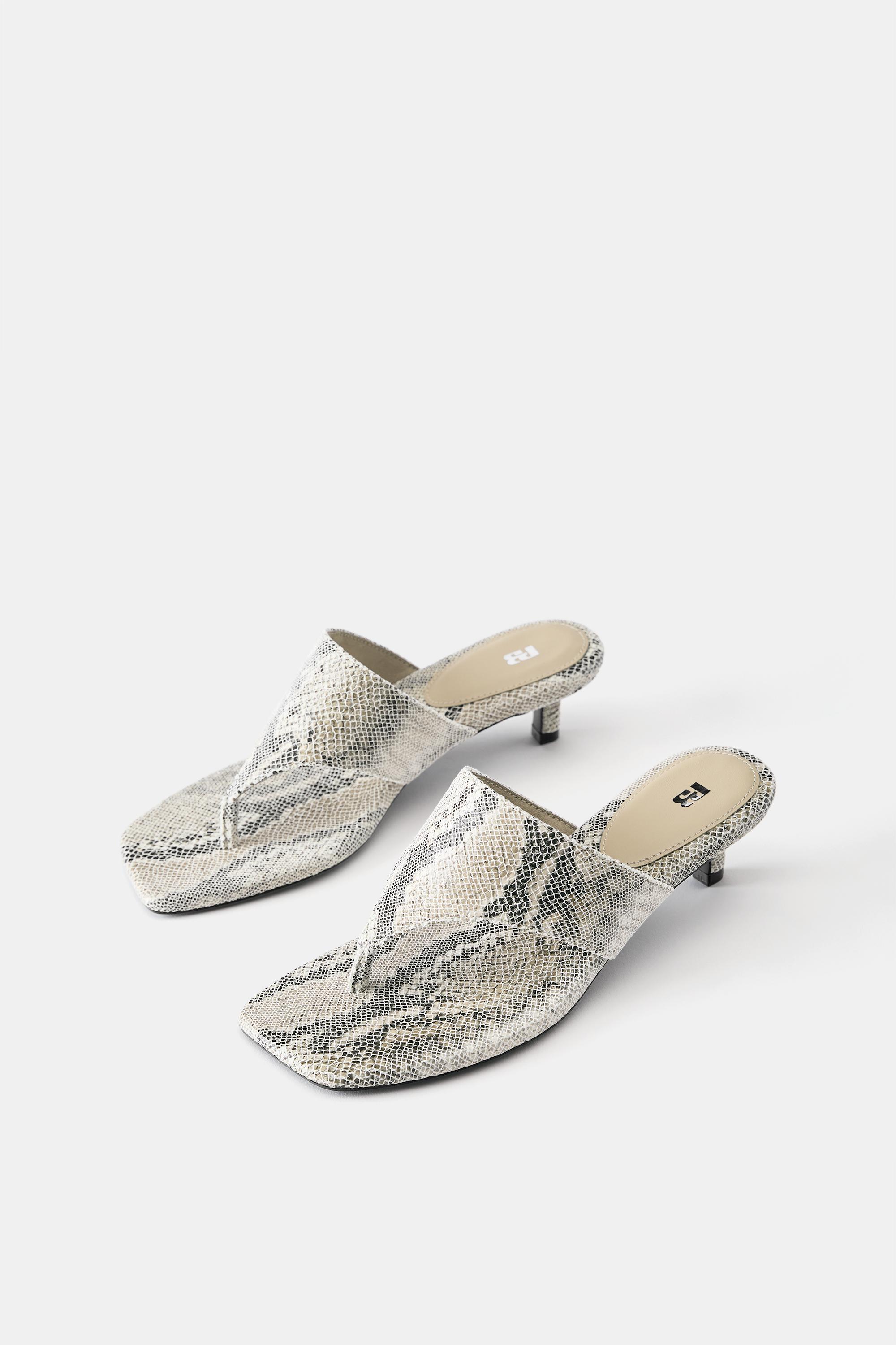 Snakeskin print high-heel sandals — Contrast