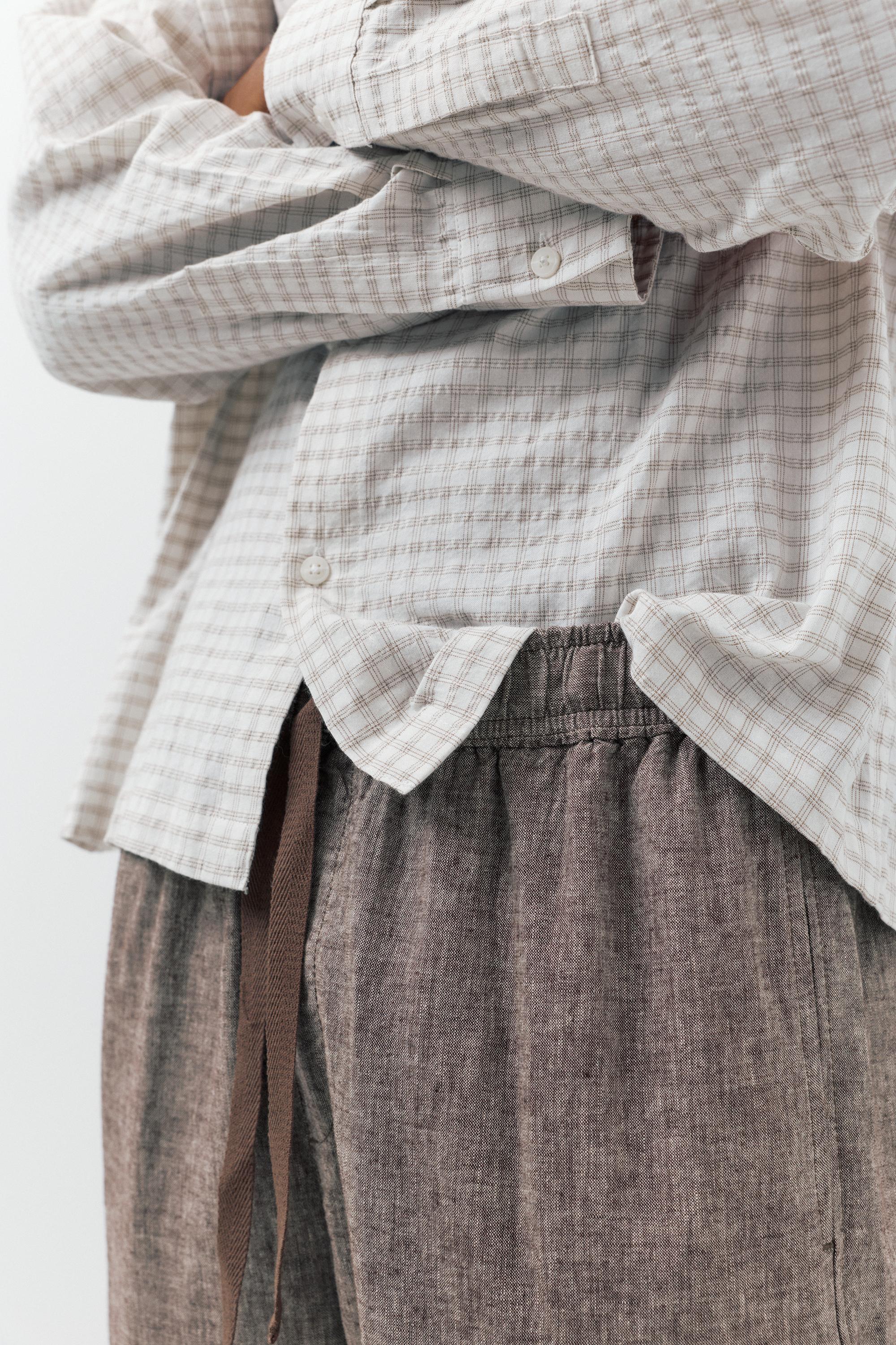 Linen blend jogger trousers — Chocolate