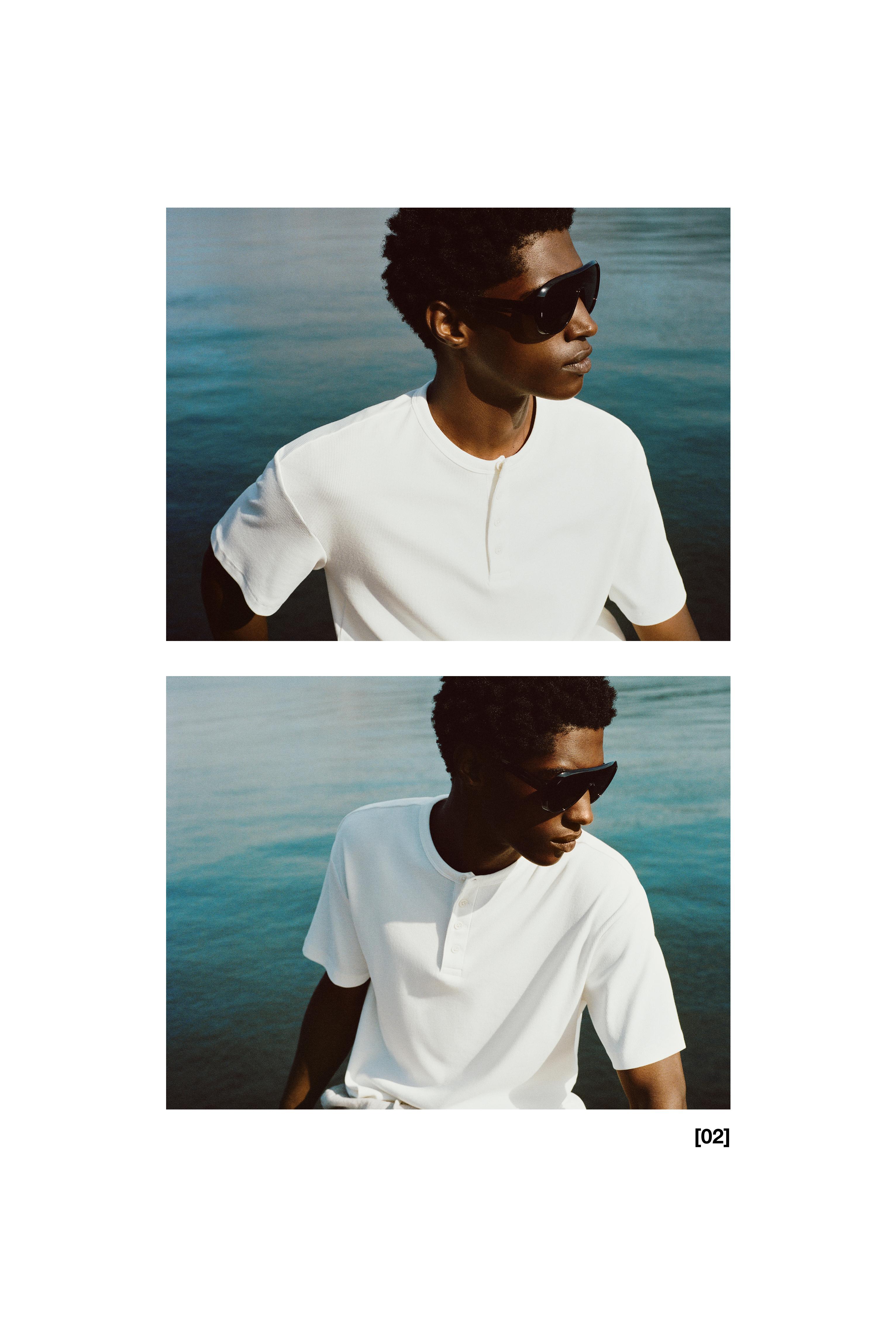 Slim-fit Henley T-shirt — White