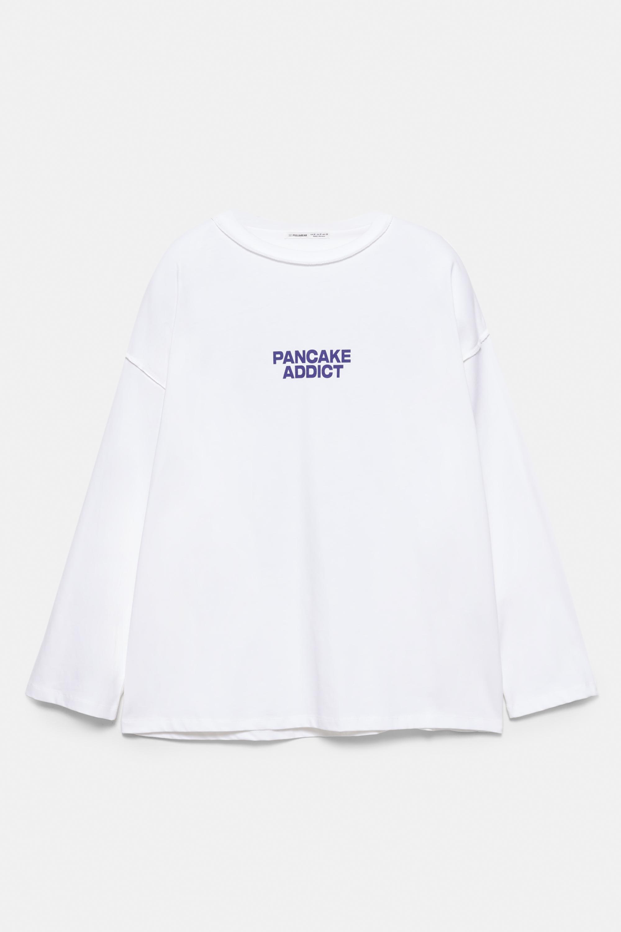 Pancake grafik baskılı t-shirt