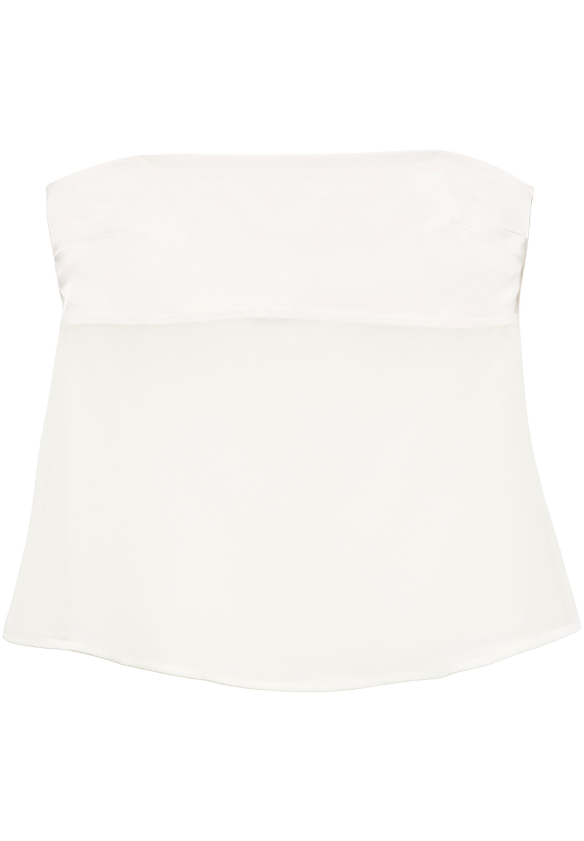 Mixed fabric strapless top — Ice
