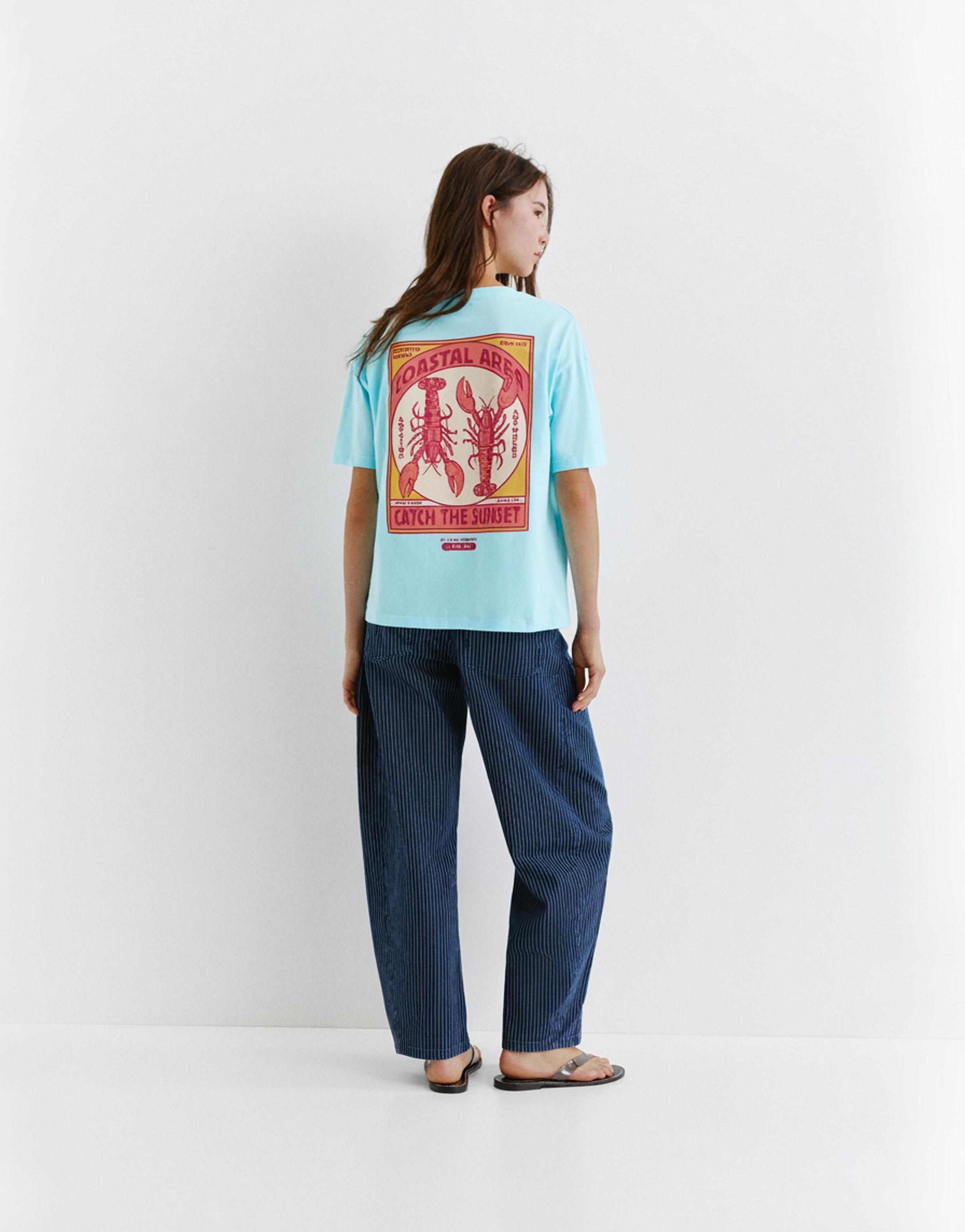 Lobster graphic T-shirt — Turquoise