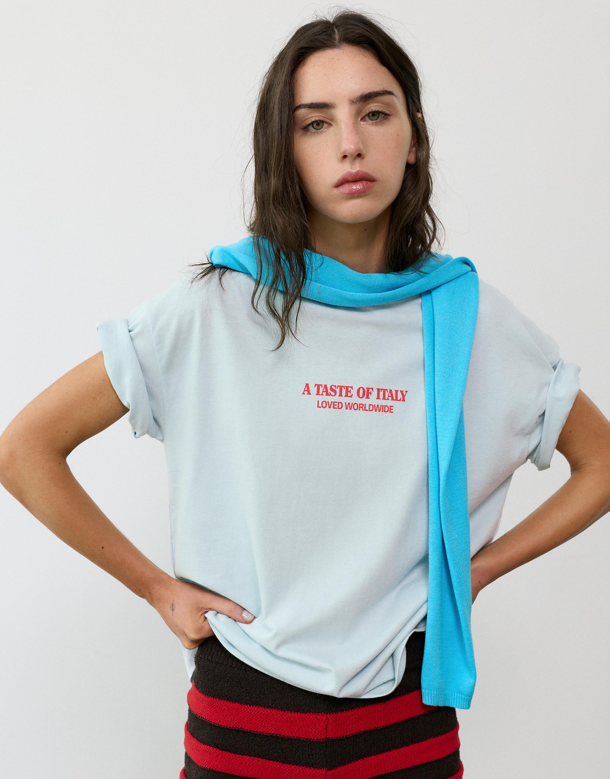 Oversize tomato graphic T-shirt — Pale turquoise