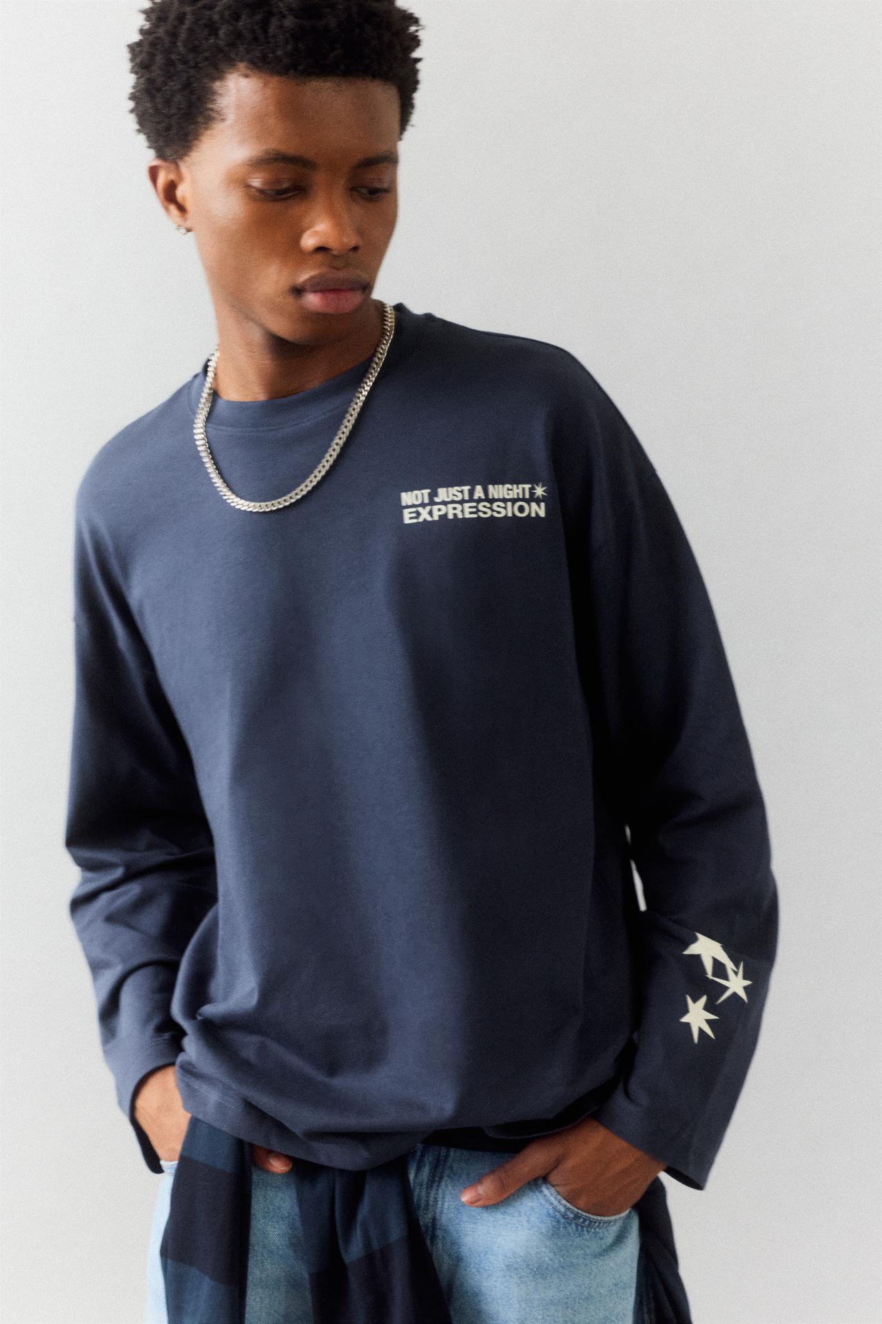 Star slogan T-shirt — Navy