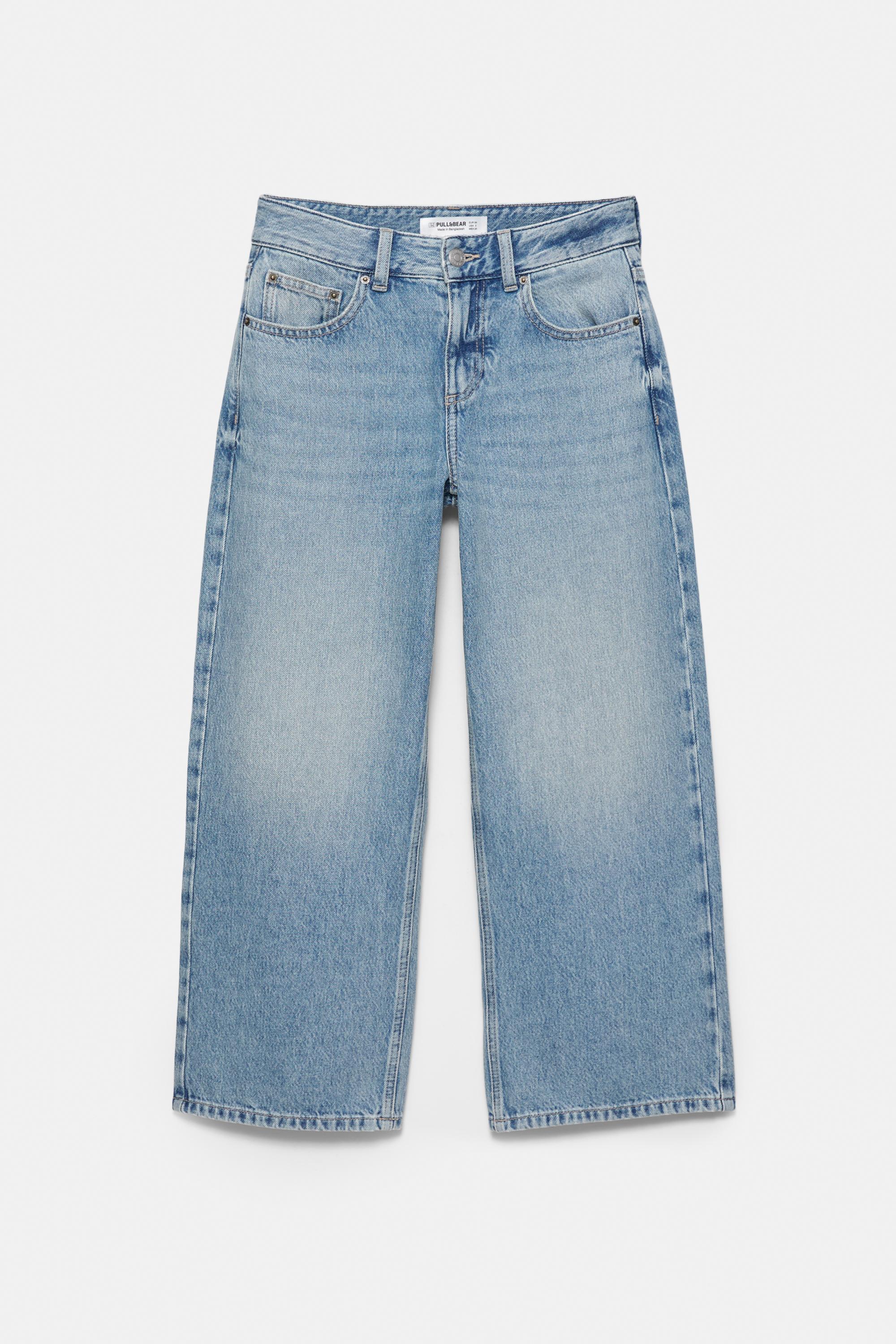 Low-rise culottes jeans — Pale blue