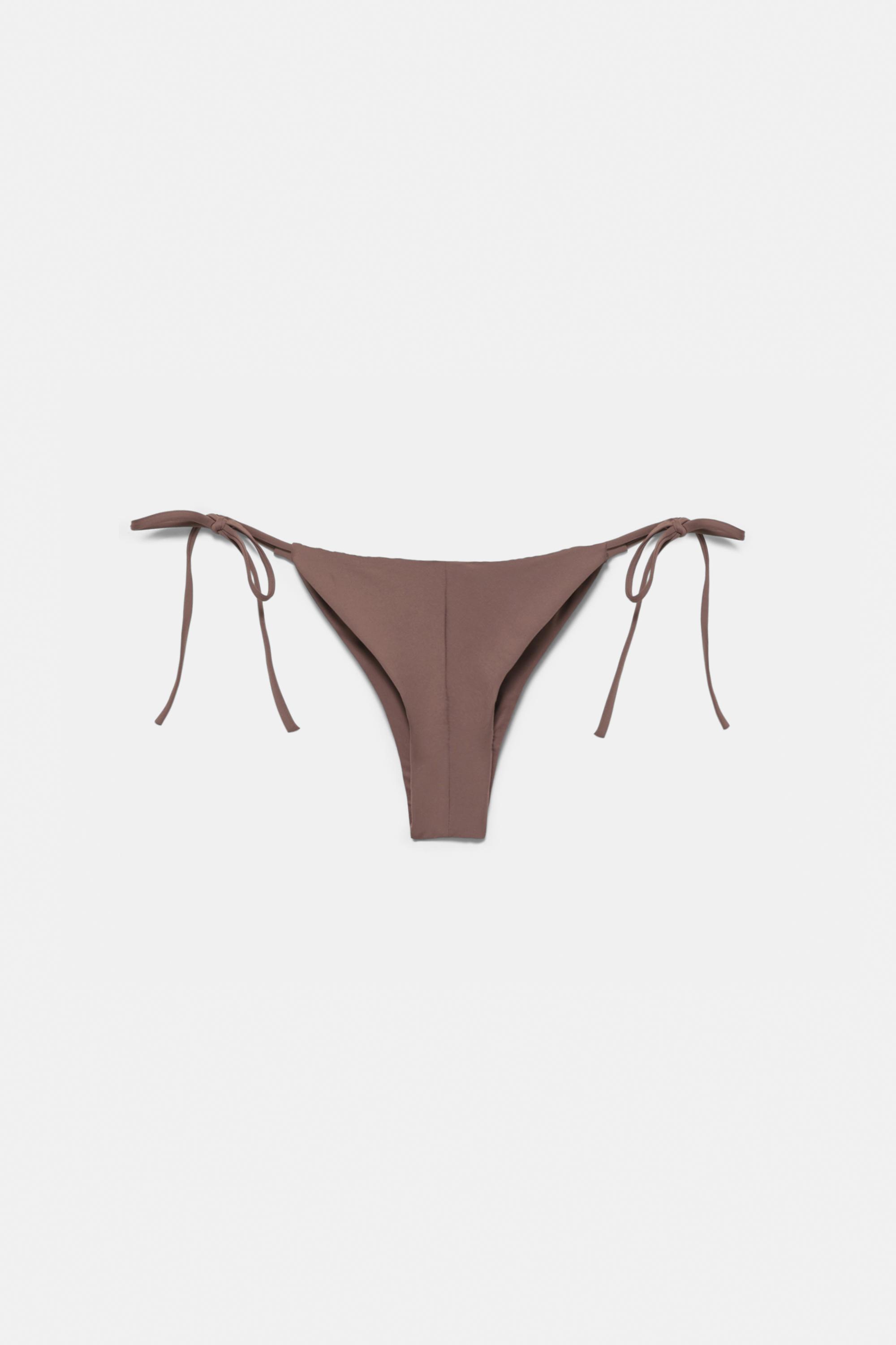 Draped bikini bottoms — Brown