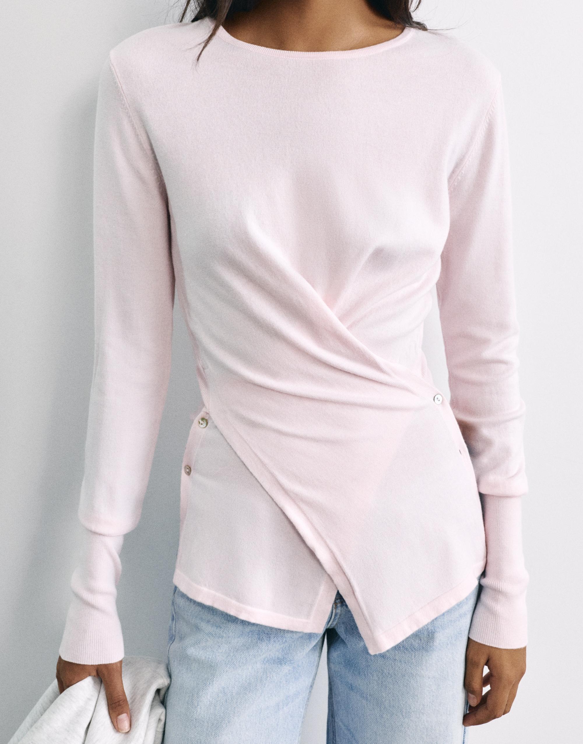 Buttoned crossover jumper — Pink