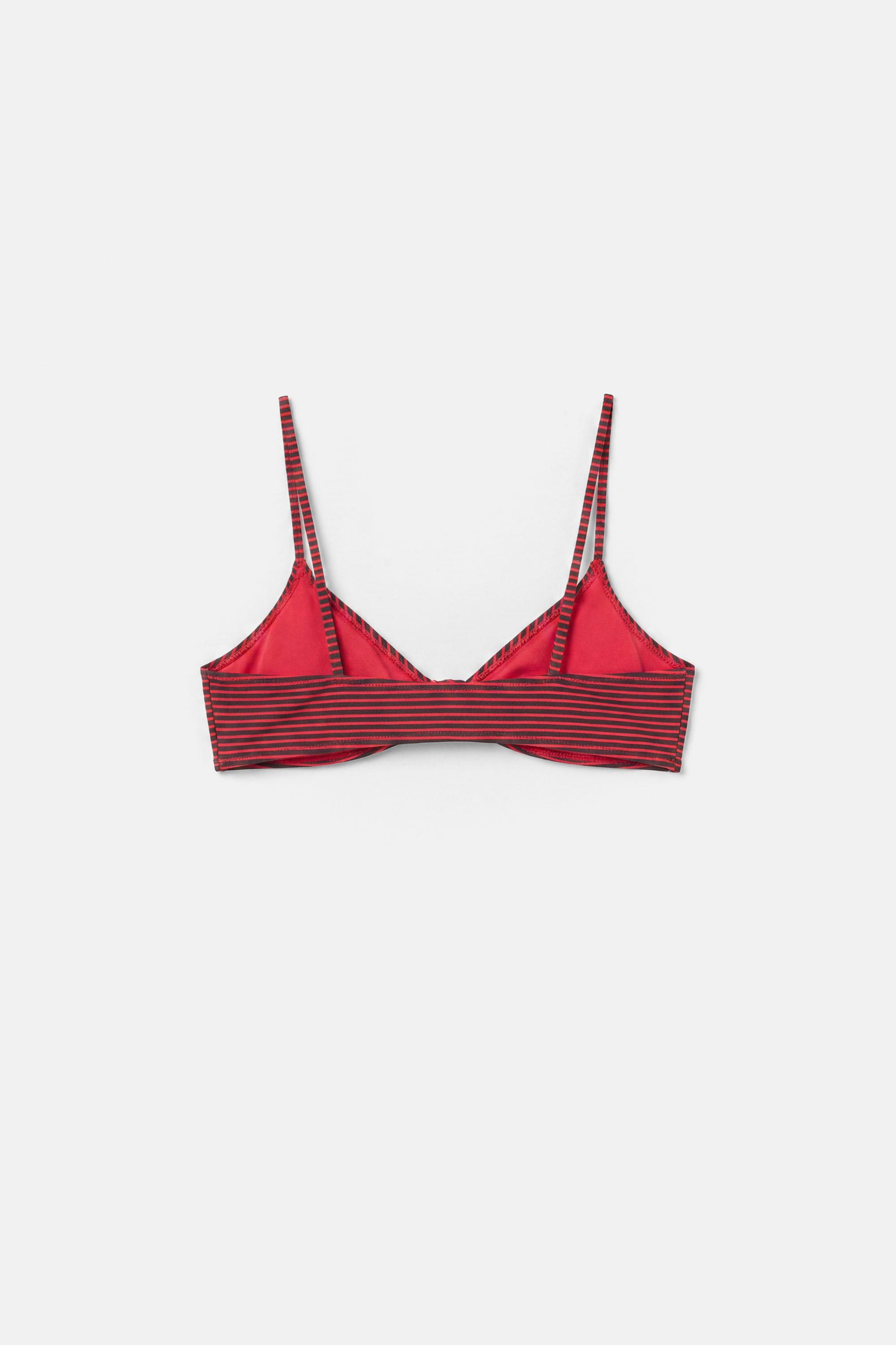 Striped bikini top — Red