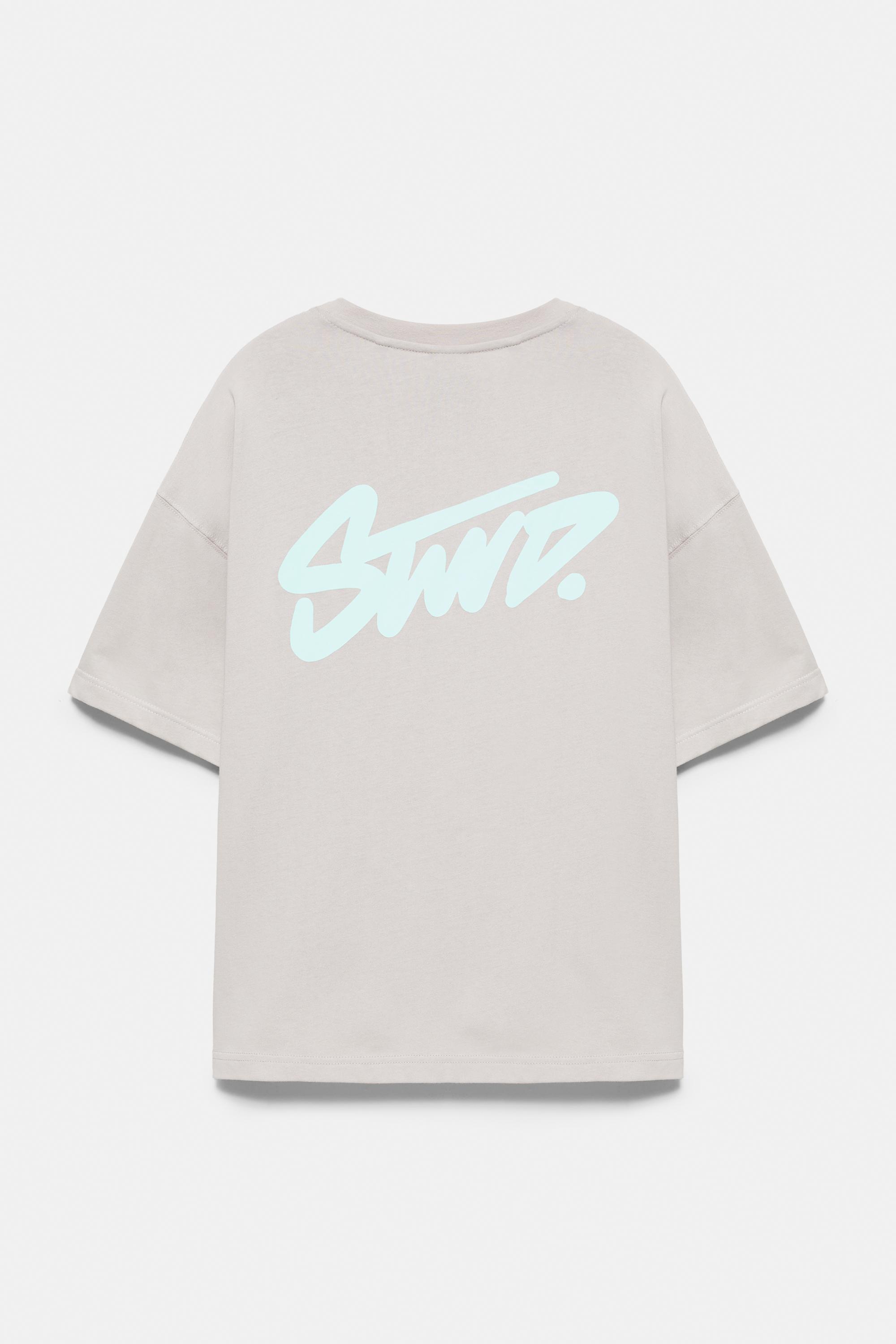 Boxy STWD logo T-shirt — Pearl grey