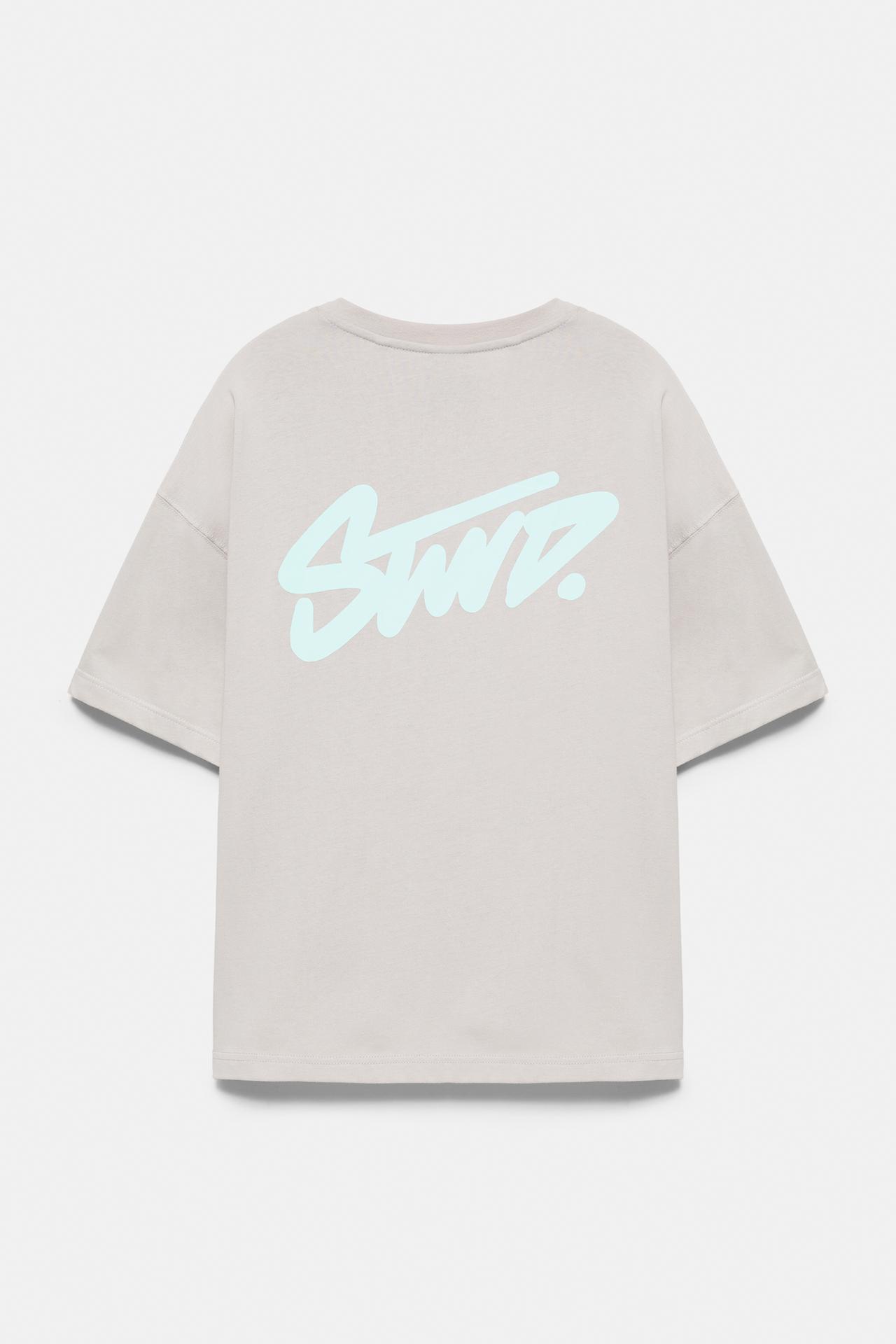 Boxy STWD logo T-shirt — Pearl grey