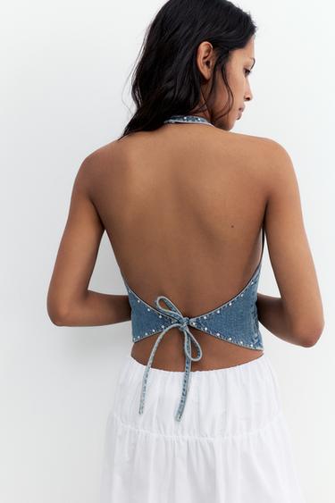 Star and stud denim vest — Medium blue 4