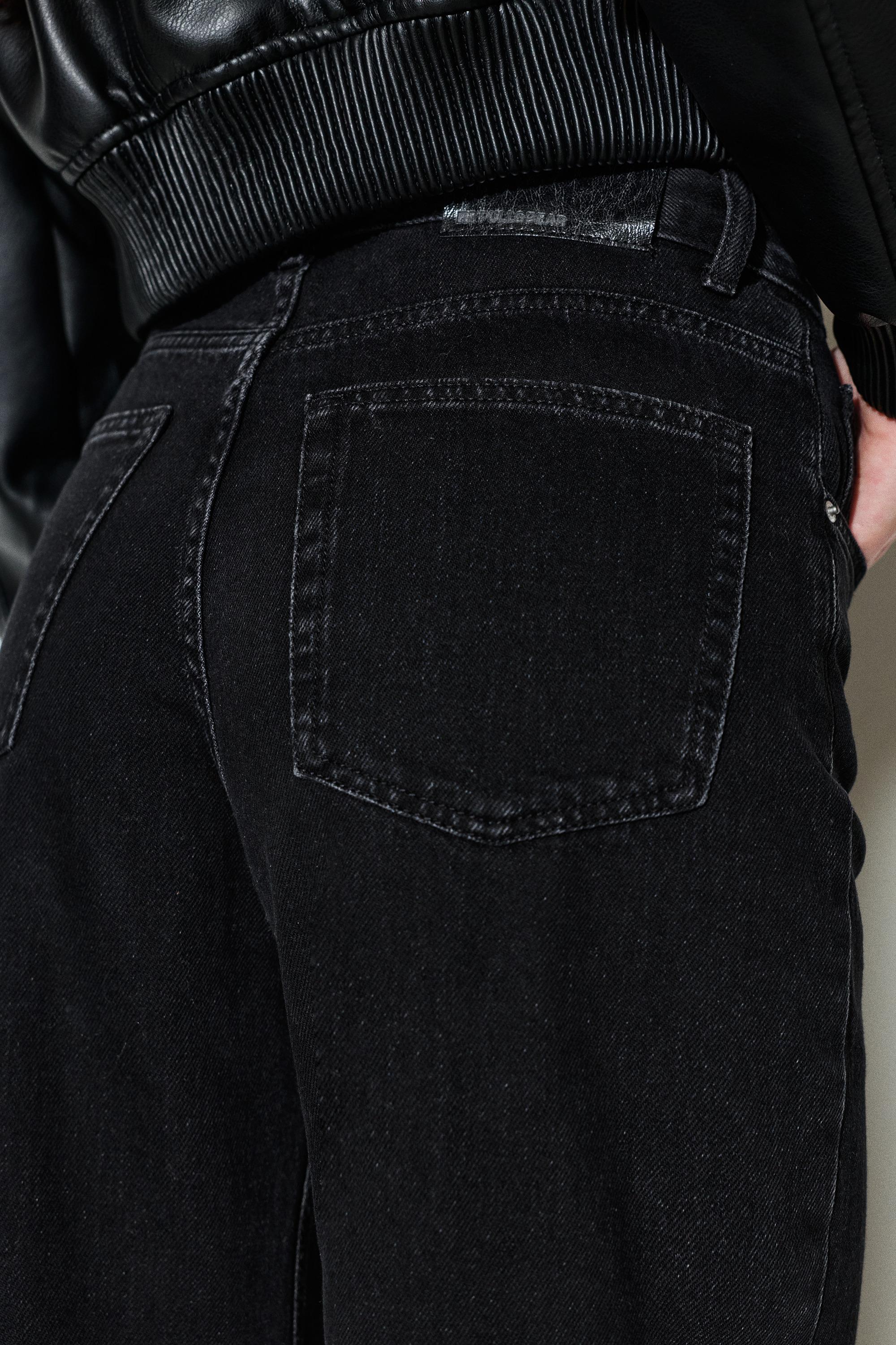 Wide leg jeans with crossover waistband — Black