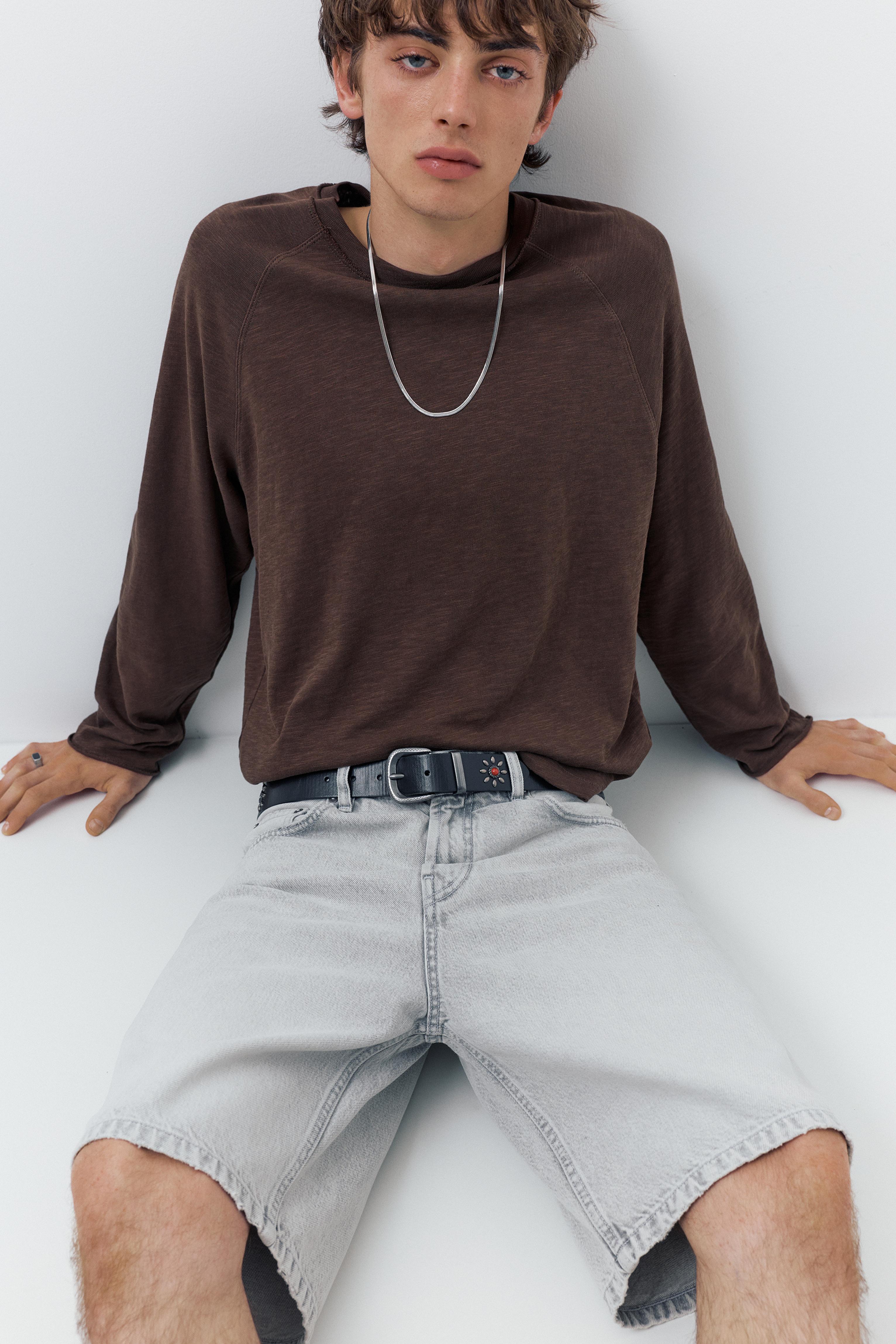 Baggy denim Bermuda shorts — Dark grey
