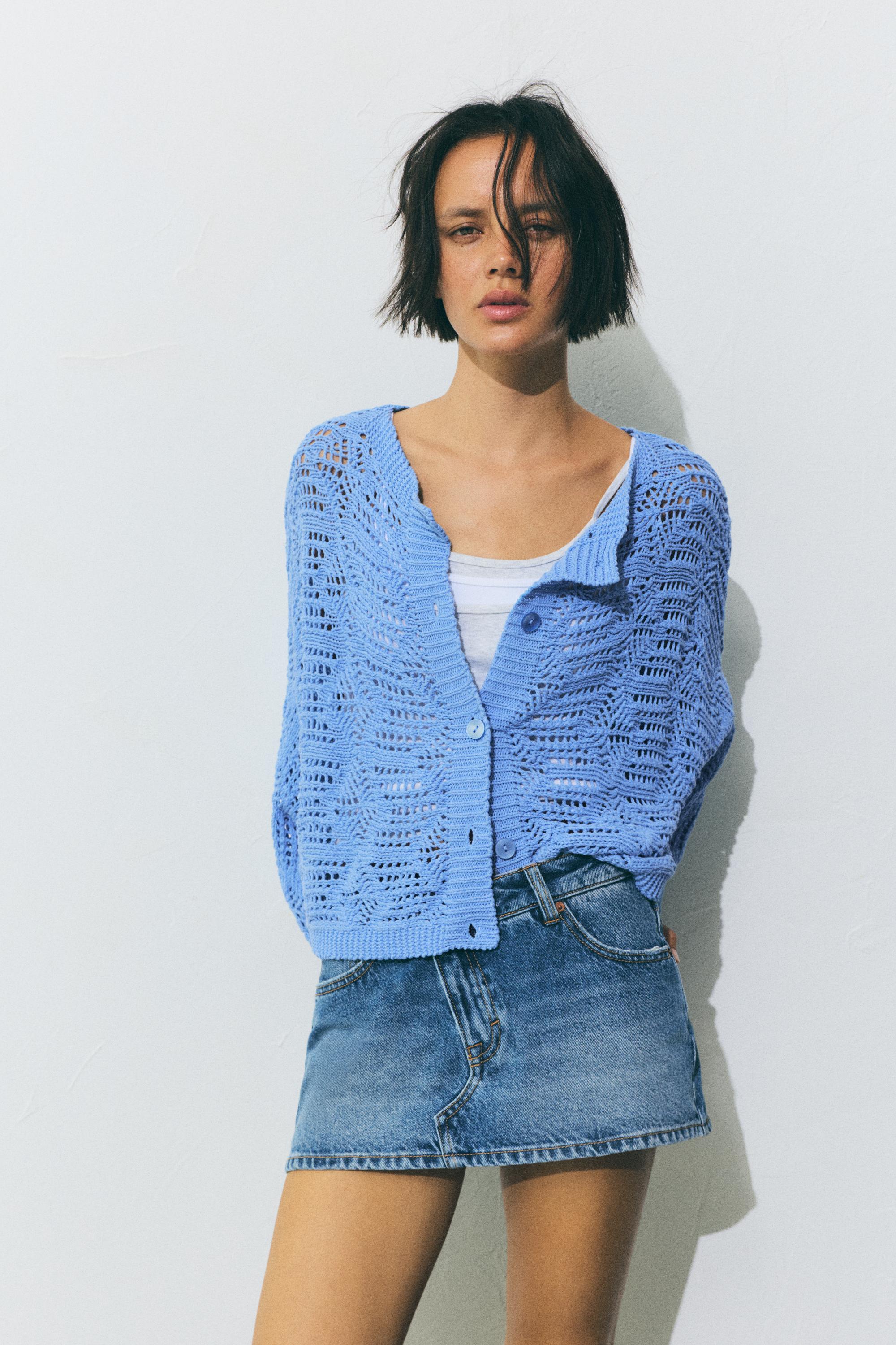 Cardigan Oversize In Maglia Traforata