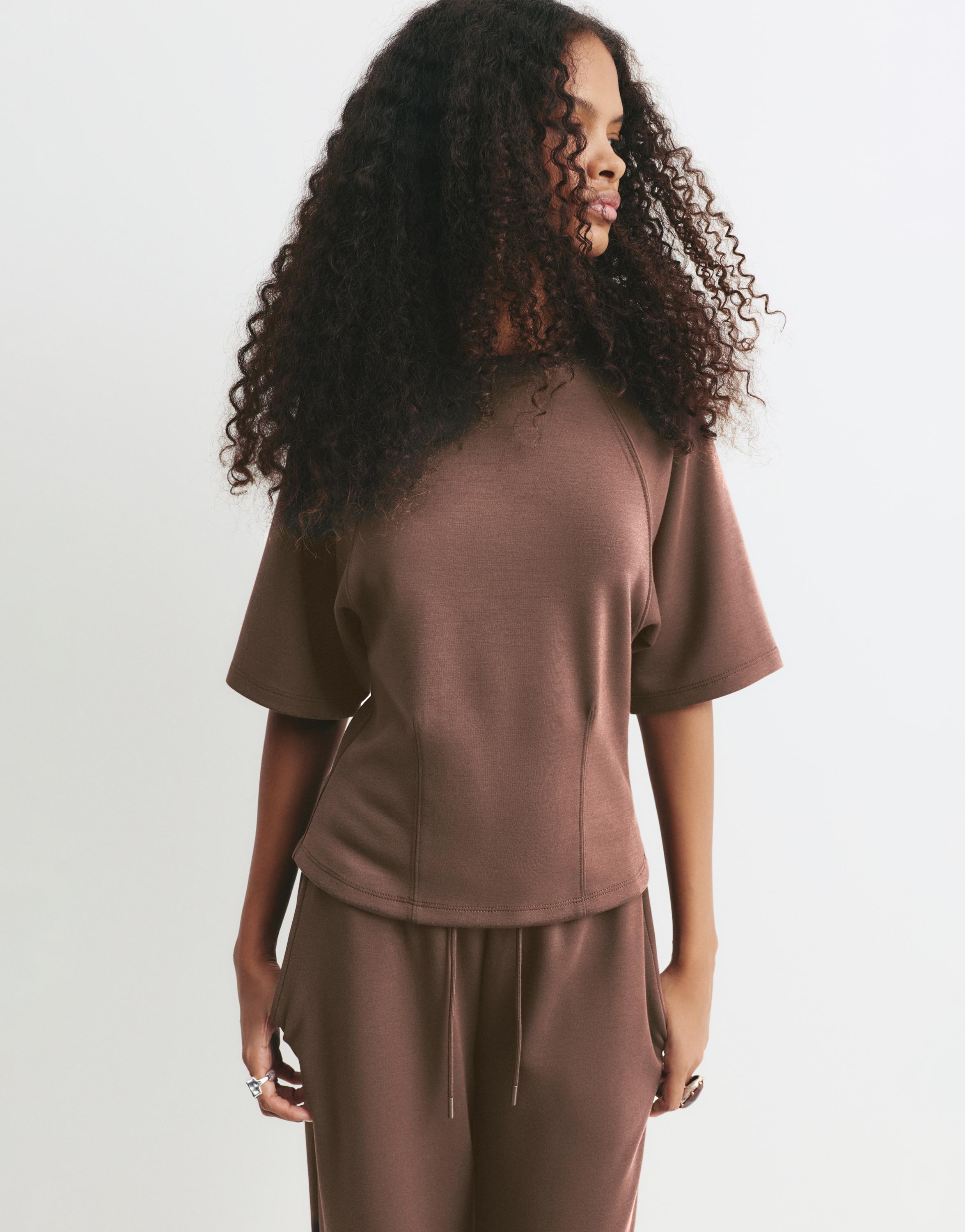 Soft touch short sleeve sweatshirt — Brown