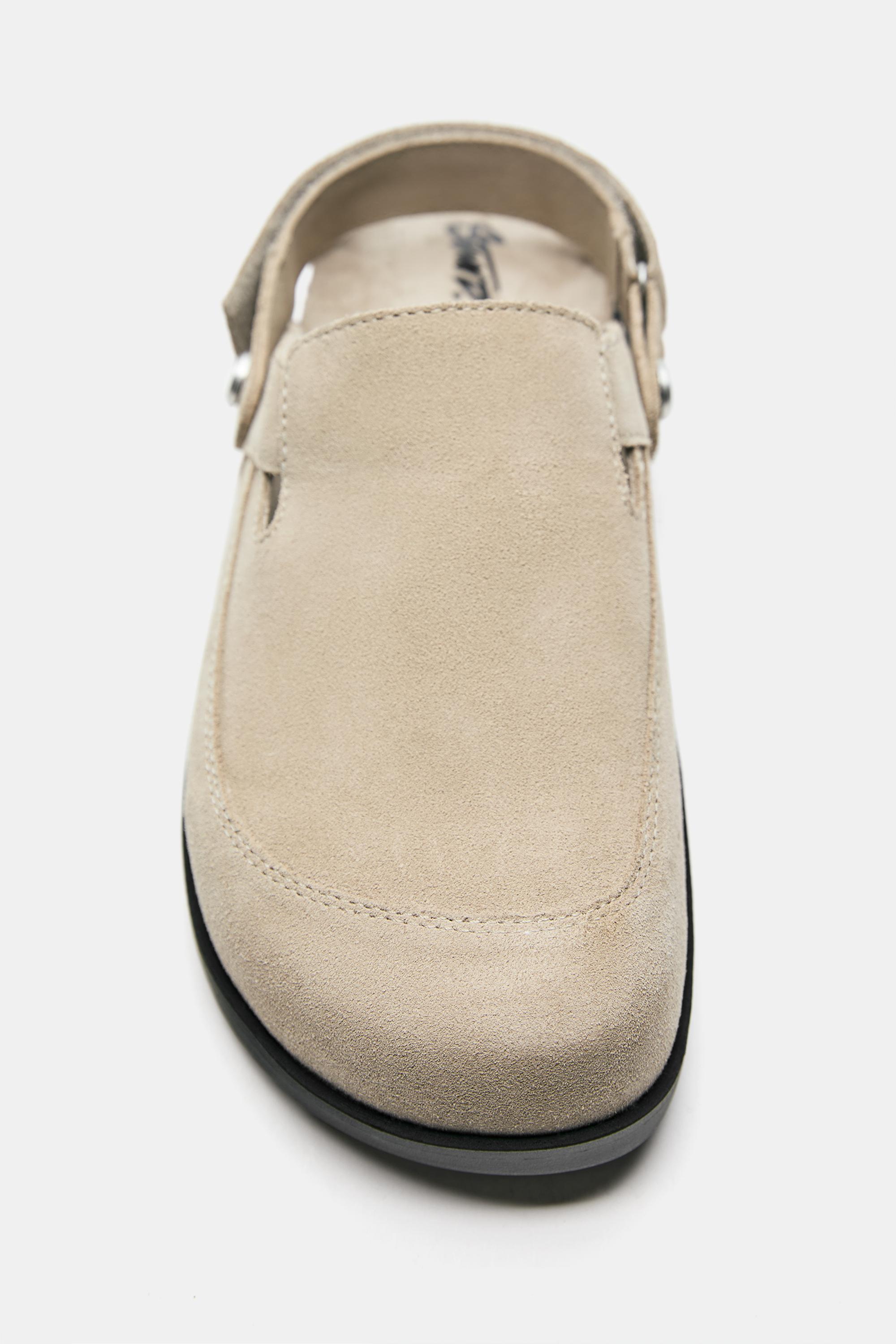 STWD leather strap clogs — Ecru