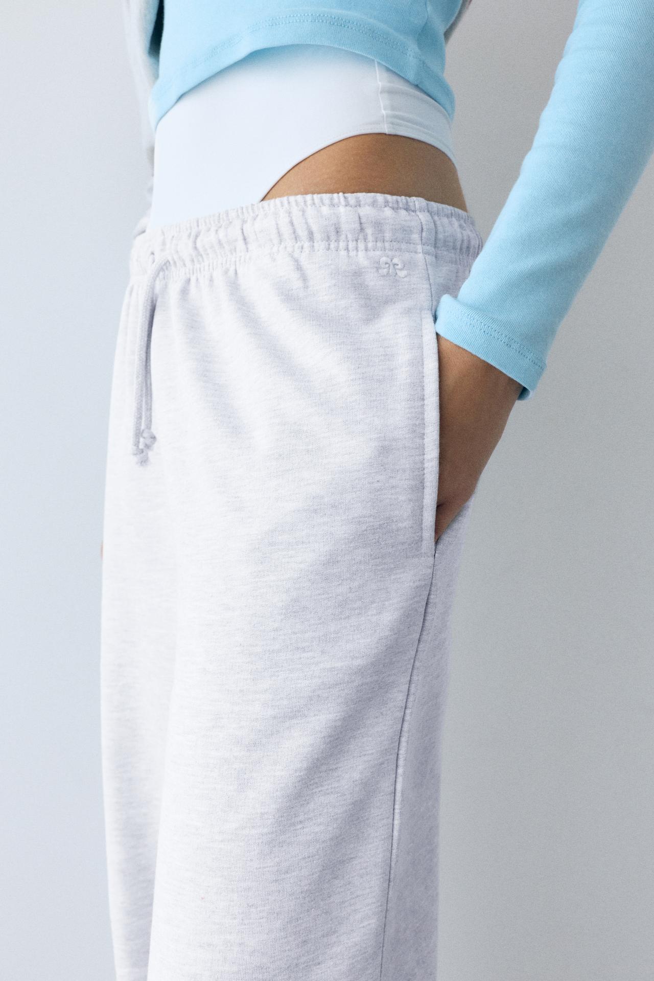 Wide-leg jogger trousers — Grey marl
