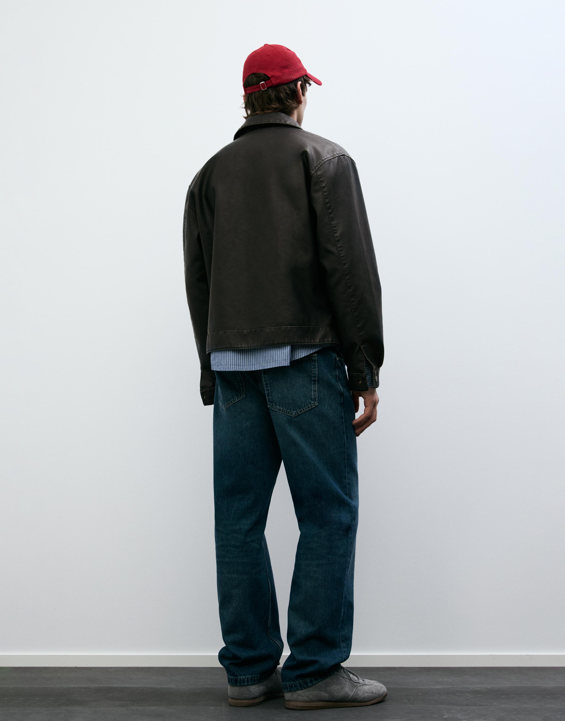 Yıkanmış suni deri ceket - Görsel 54