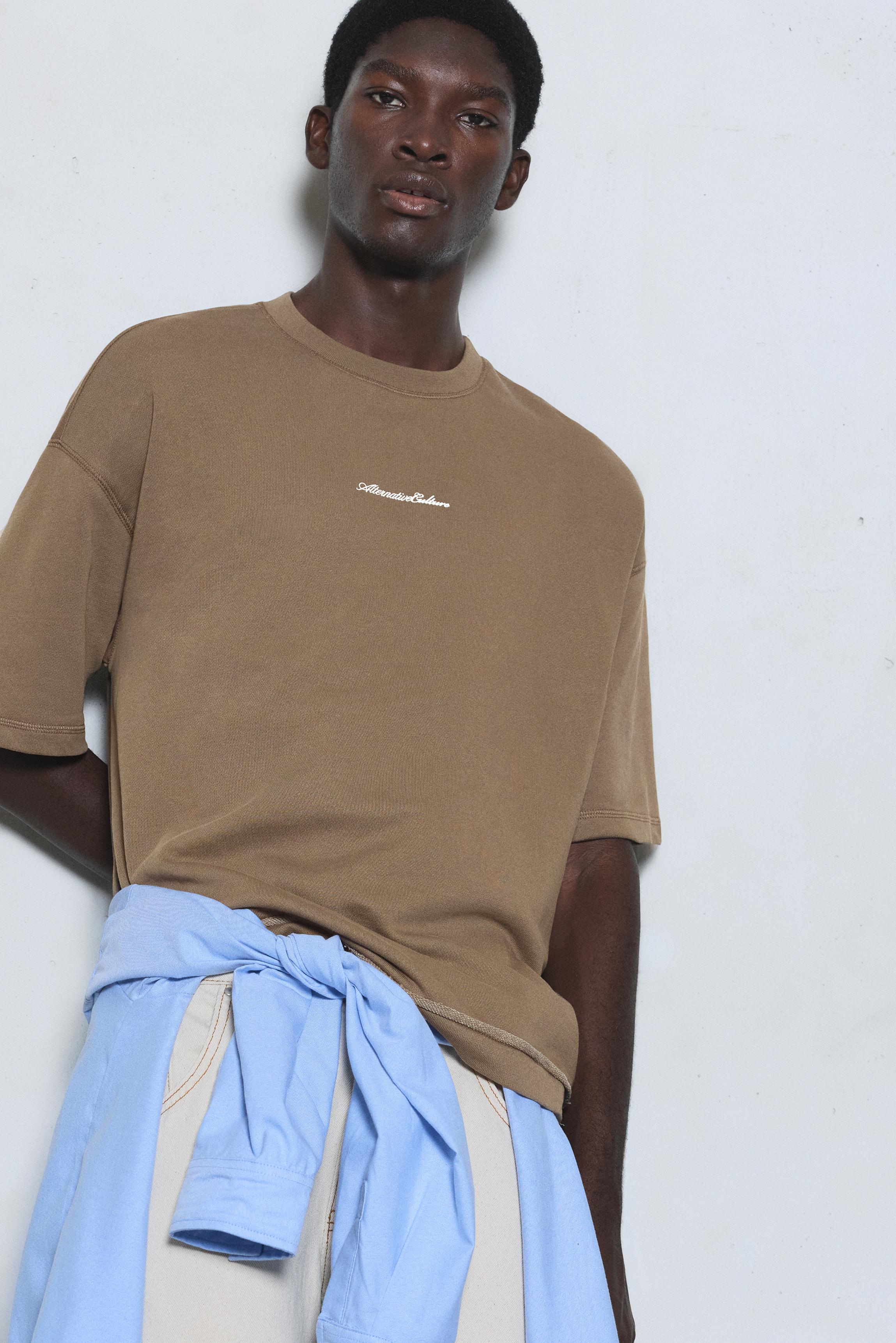Short sleeve relaxed fit sweatshirt — Mole brown