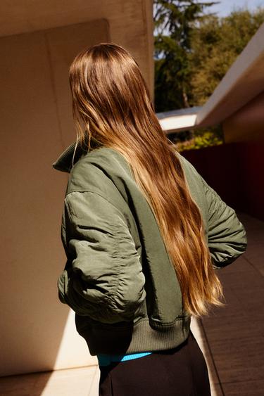Oversize high neck bomber jacket — Khaki 3