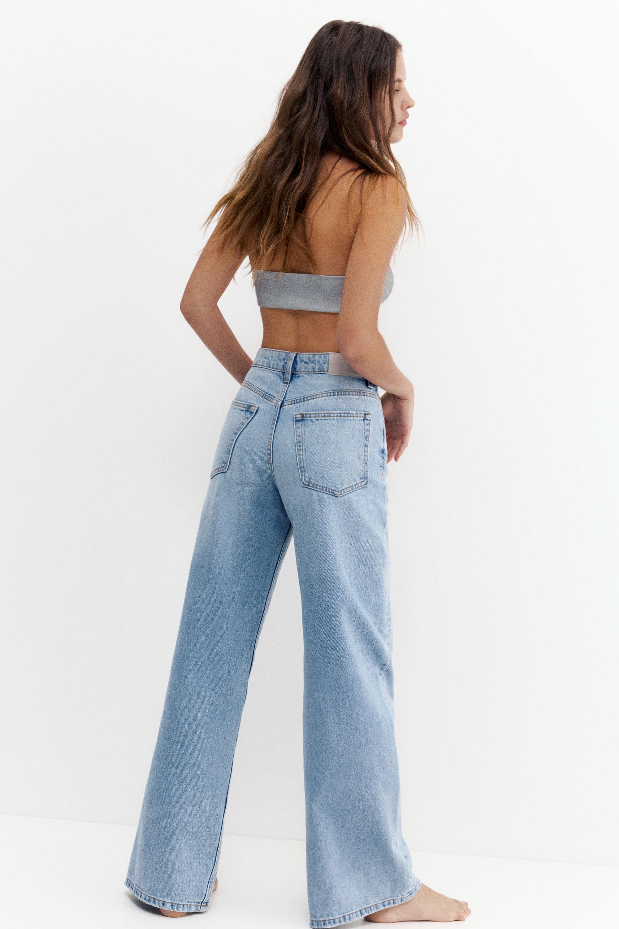 High-waist wide-leg jeans — Sky blue
