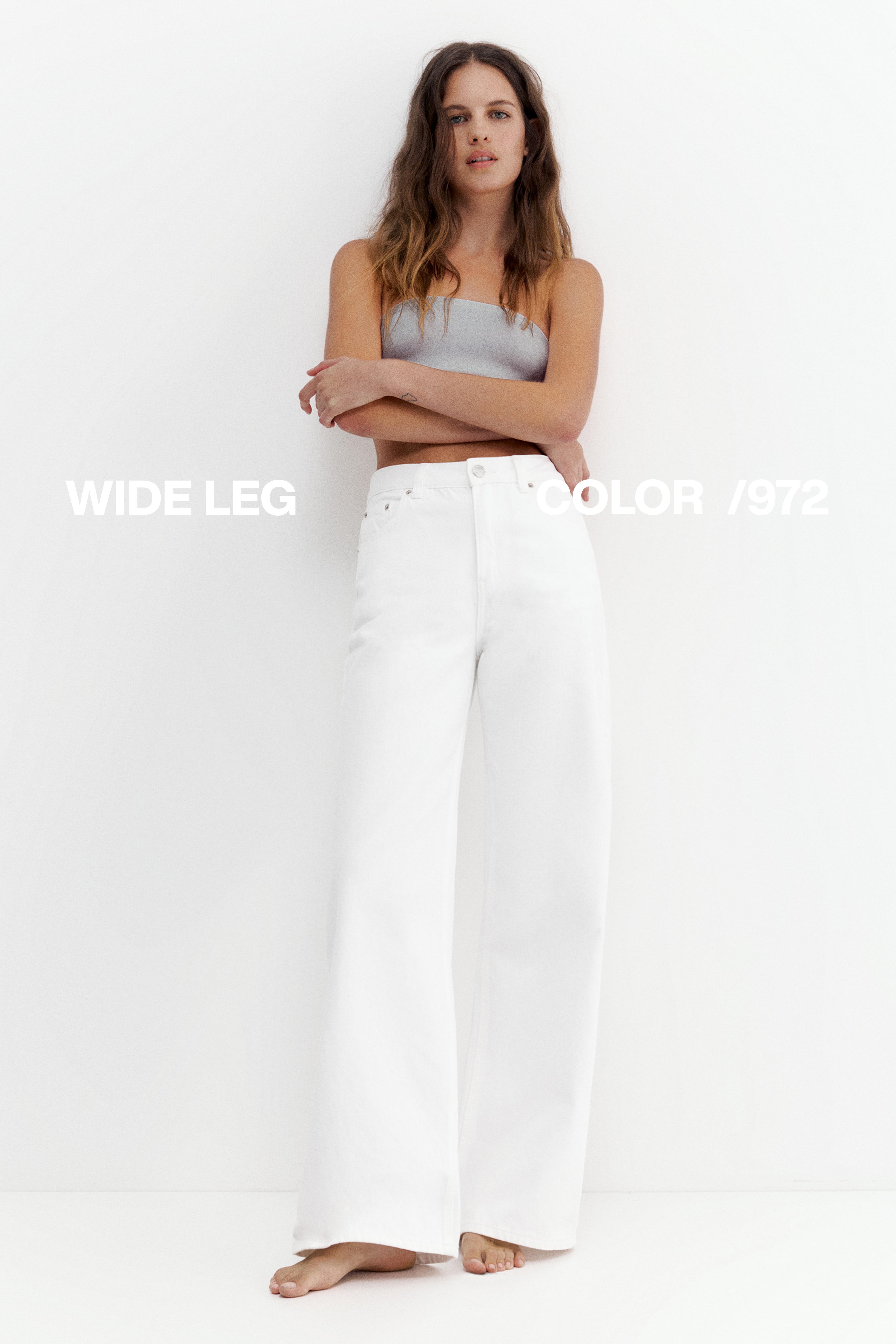 High-waist wide-leg jeans — White-t