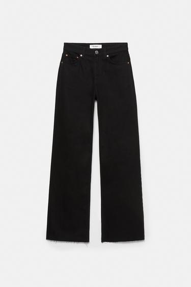 High-waist wide straight-leg jeans — Black marl 7